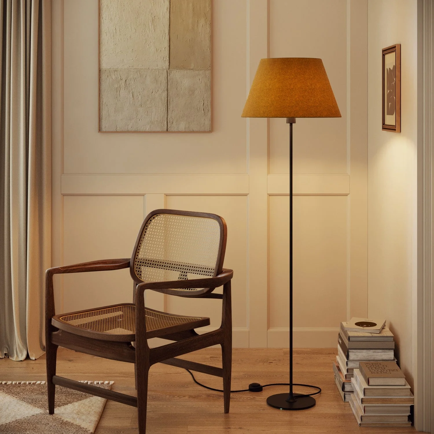Abat-jour Impero L pour lampe de table ou applique avec douille E27 - Made in Italy - Laine Moutarde - Image 2