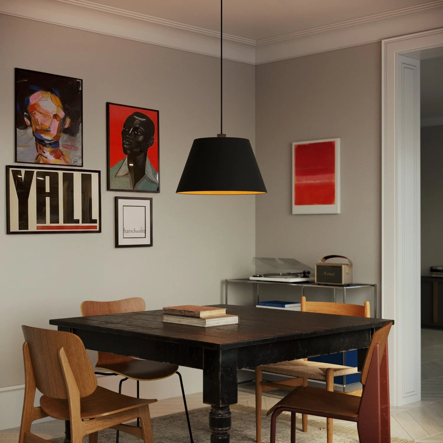 Abat-jour Impero L pour suspension avec douille E27 – Made in Italy – Noir/Or - Image 2