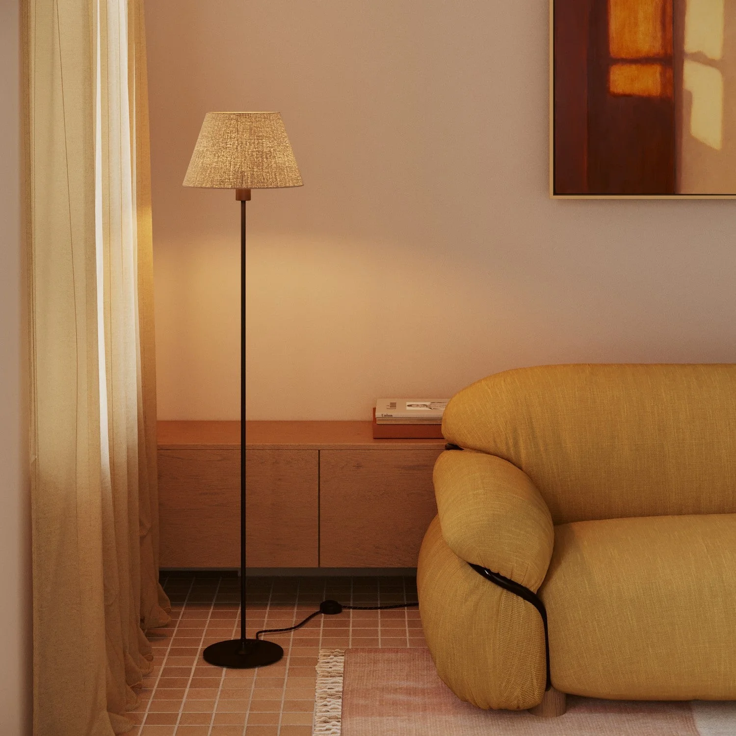 Abat-jour Impero M en tissu pour lampe de table ou applique avec douille E27 - Made in Italy - Jute naturelle - Image 2