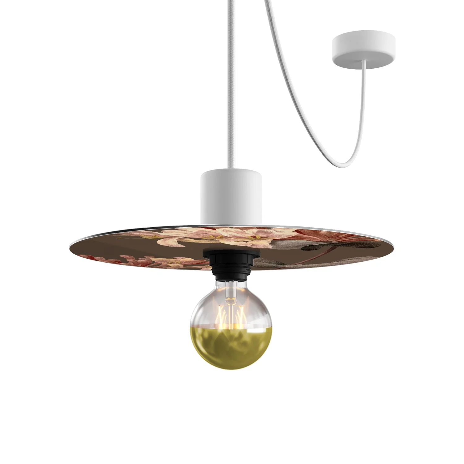 Abat-jour mini plat Ellepì à motifs floraux 'Blossom Haven' Botanique Lonicera, diamètre 24 cm - Fabriqué en Italie - Image 4