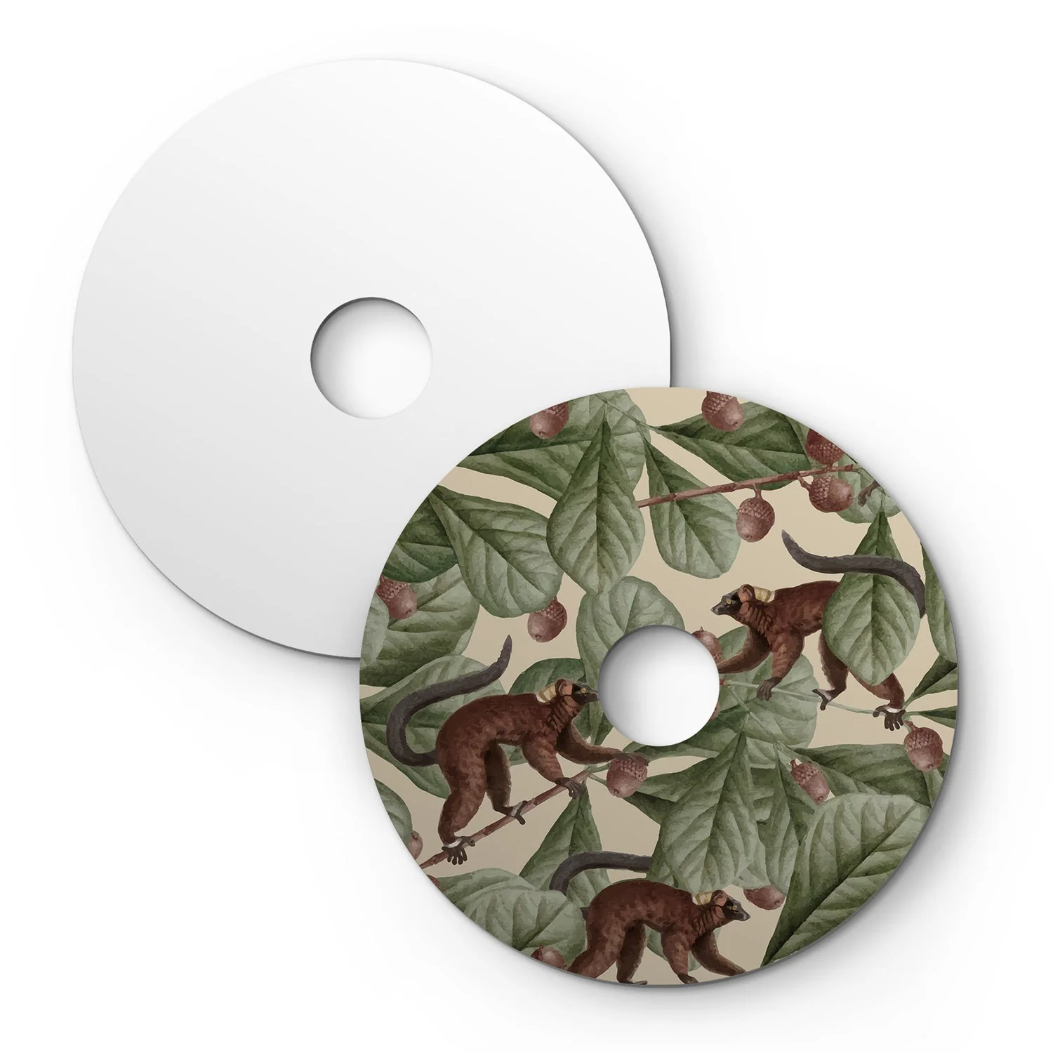 Abat-jour mini plat Ellepì avec animaux de la jungle 'Wildlife Whispers' Animaux Lémuriens, diamètre 24 cm - Made in Italy