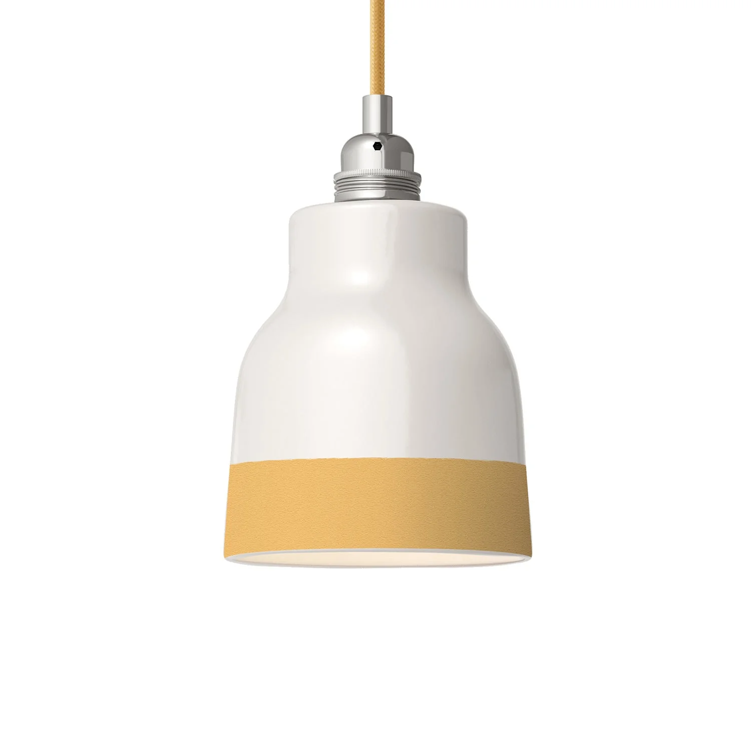 Abat-jour Vaso bicolore en céramique Blanc et Jaune, collection Materia - Made in Italy