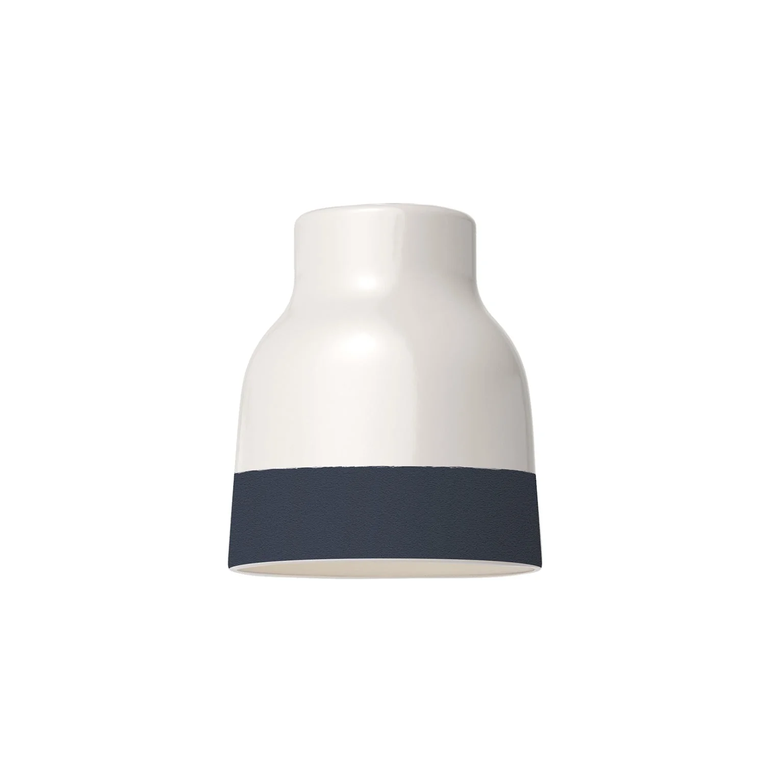 Abat-jour Vase bicolore en céramique Blanc et Pétrole, collection Materia - Fabriqué en Italie - Image 4