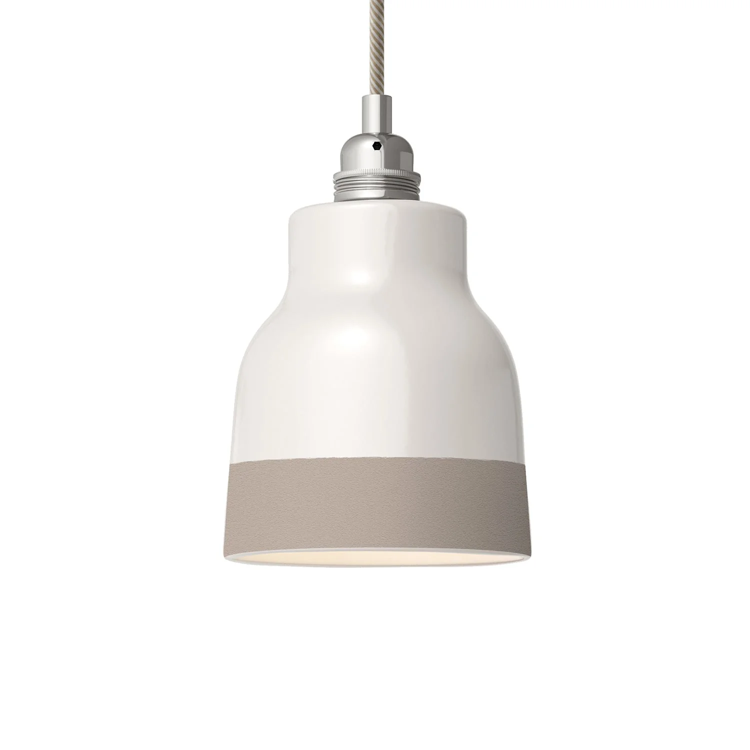Abat-jour Vase bicolore en céramique blanc et tourterelle, collection Materia - Made in Italy