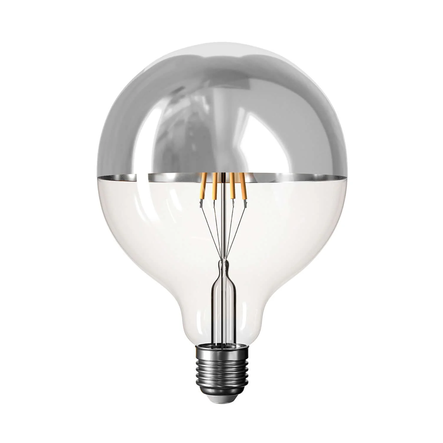 Ampoule LED Demi‑Sphère Argent Ligne 5V filament court Globe G125 1,3 W 110 Lm E27 2500 K Dimmable - B05