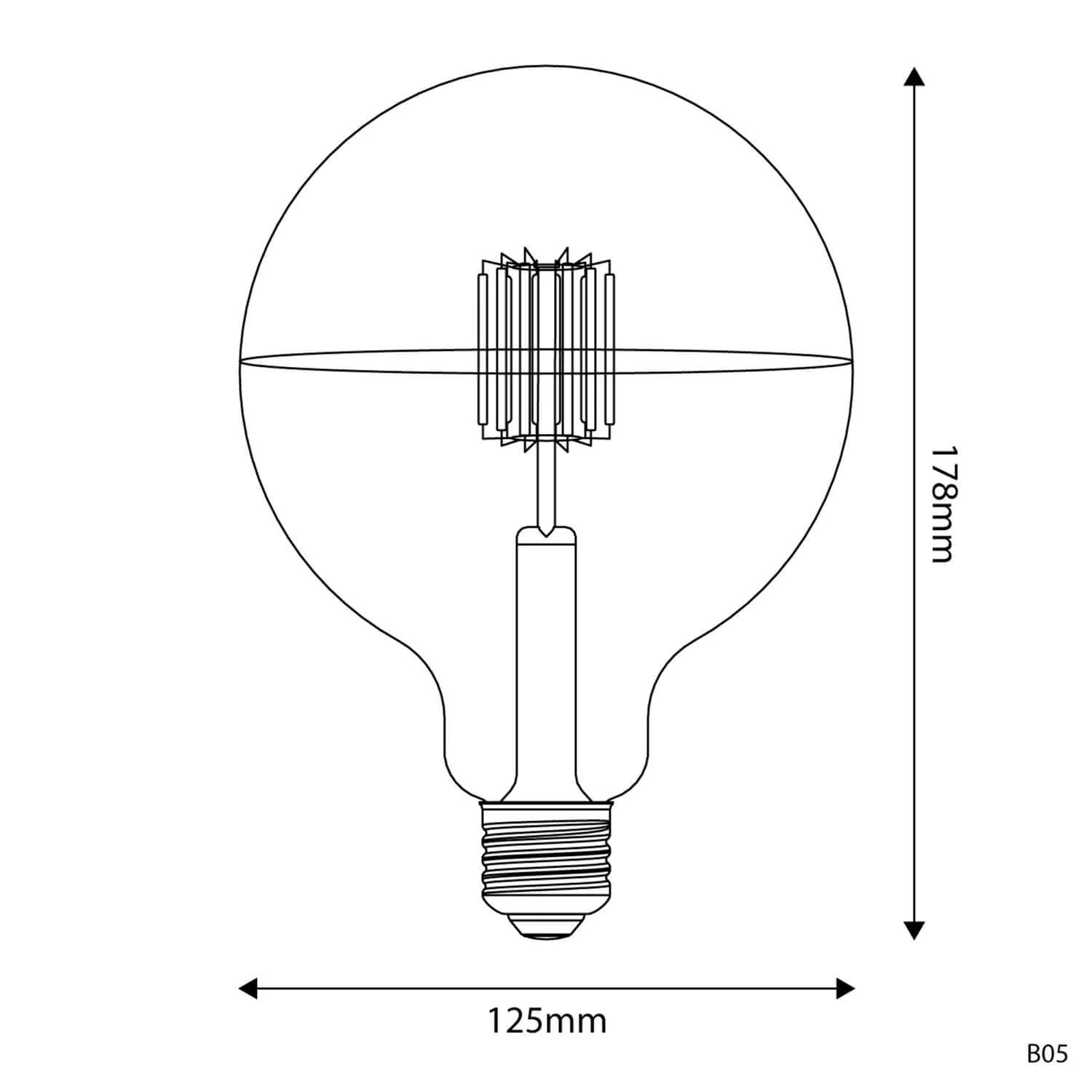 Ampoule LED Demi‑Sphère Argent Ligne 5V filament court Globe G125 1,3 W 110 Lm E27 2500 K Dimmable - B05 - Image 3