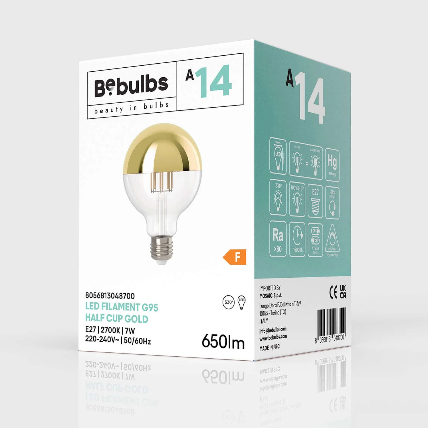 Ampoule LED Demi-Sphère Or Globe G95 7W 650Lm E27 2700K Variable - A14 - Image 4