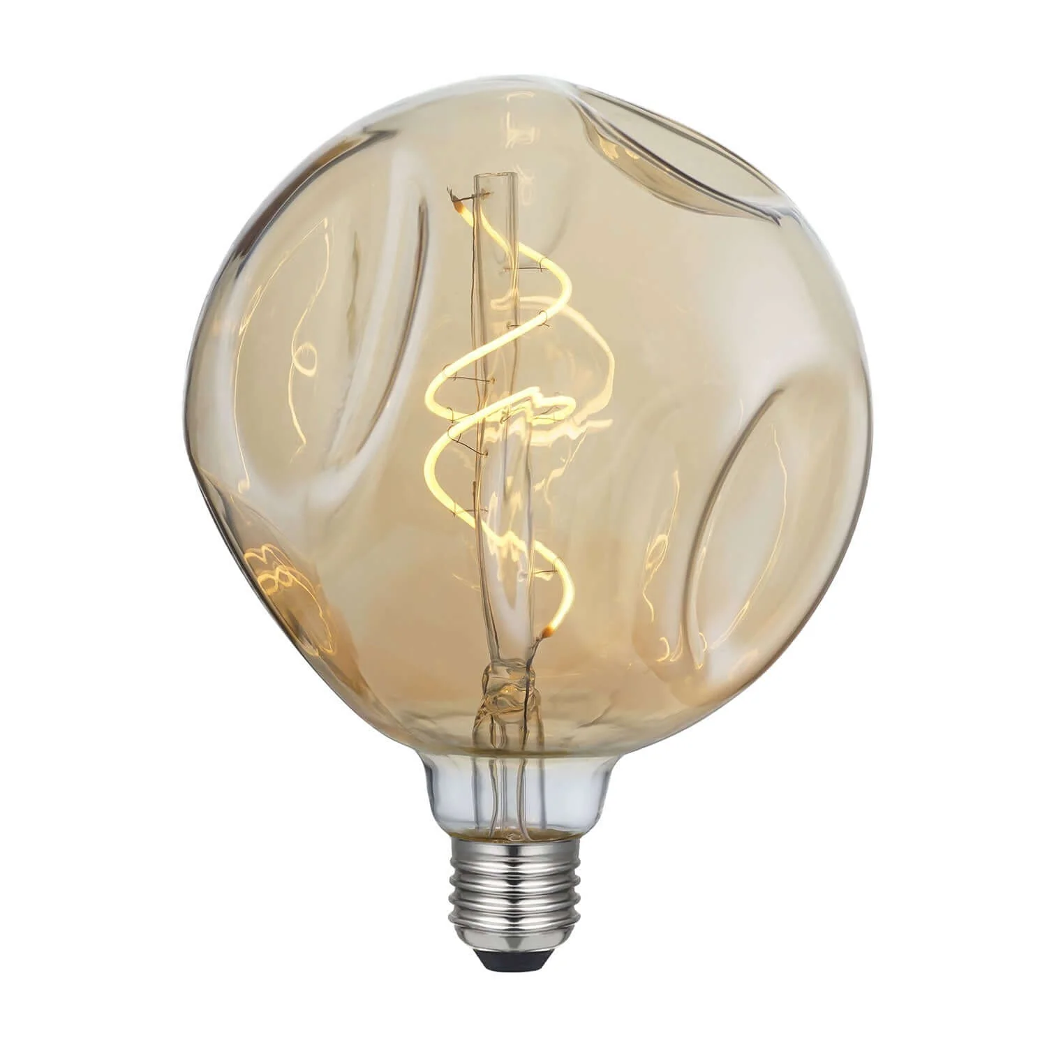 Ampoule LED Dorée Bumped Globe G140 filament en spirale 5W 250Lm E27 1800K Dimmable - Image 2