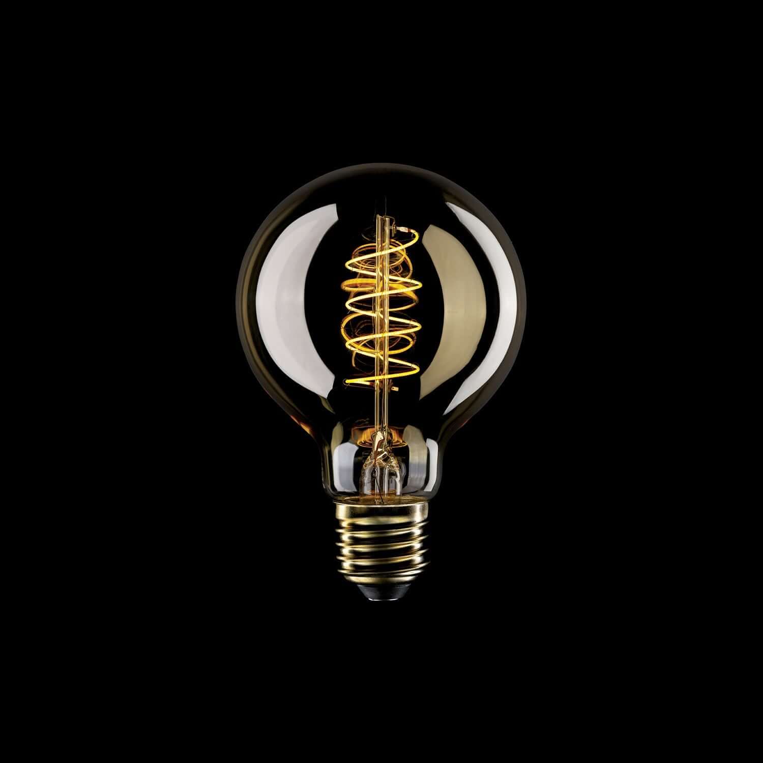 Ampoule LED Dorée Carbon Line filament en spirale Globe G80 4W 250Lm E27 1800K Dimmable - C05 - Image 2