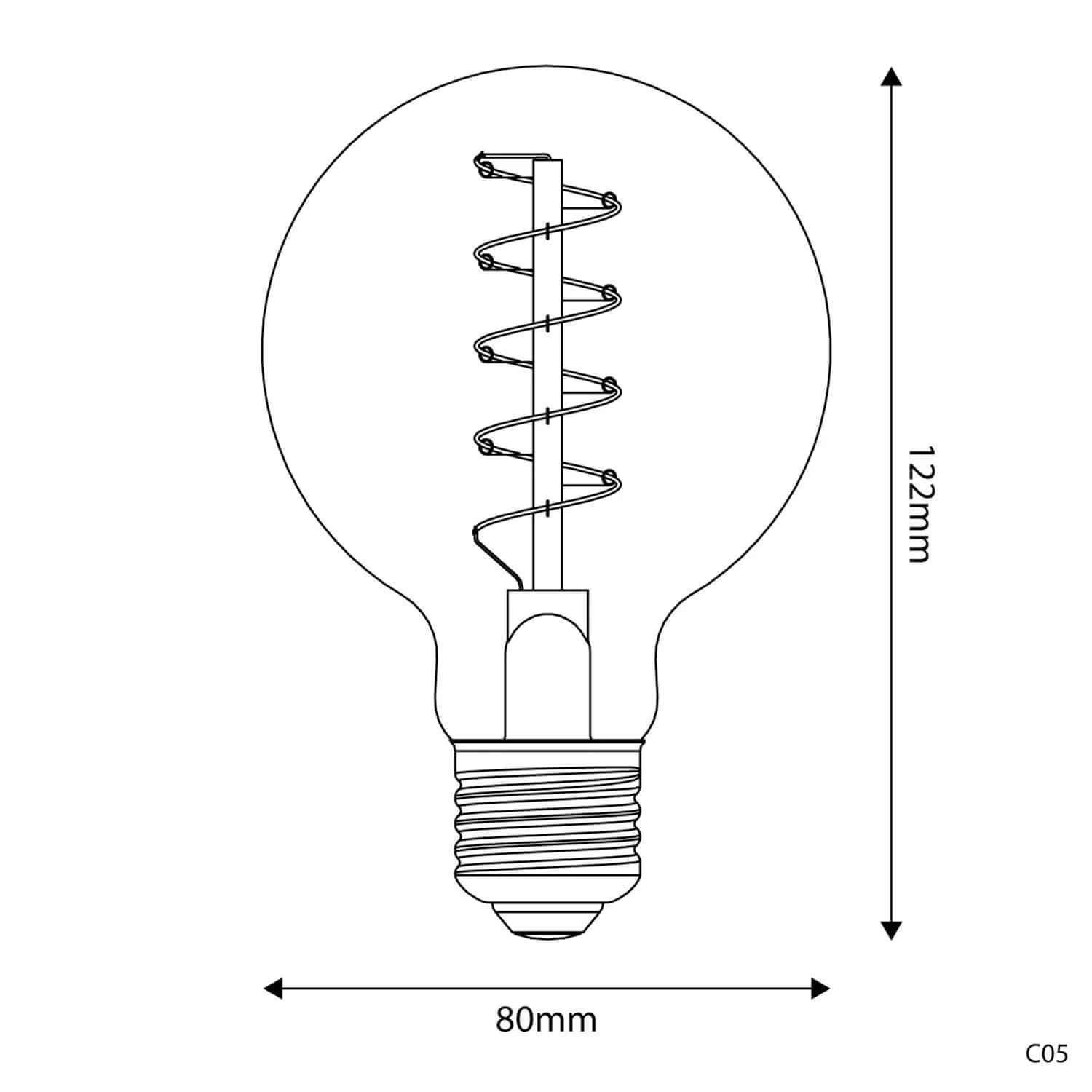 Ampoule LED Dorée Carbon Line filament en spirale Globe G80 4W 250Lm E27 1800K Dimmable - C05 - Image 3