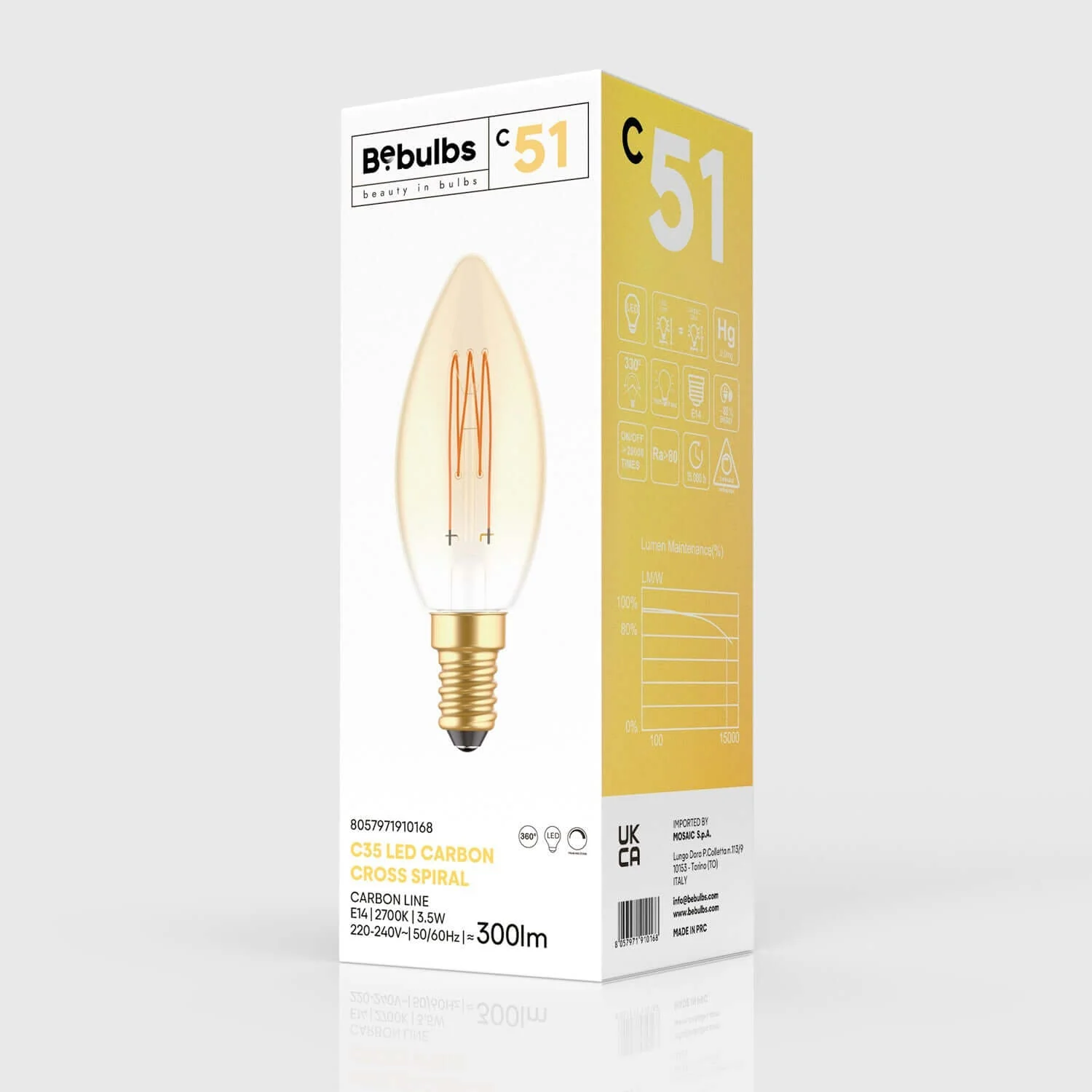 Ampoule LED dorée Carbon Line filament vertical Bougie C35 3,5W 300Lm E14 2700K Dimmerable - C51 - Image 4