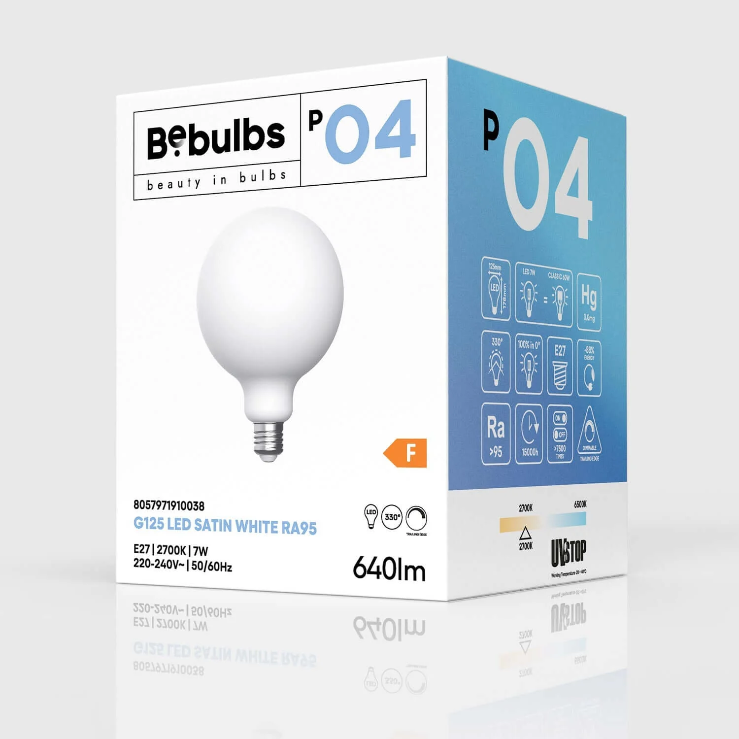 Ampoule LED Effet Porcelaine CRI 95 G125 7W 640Lm E27 2700K Dimmerable - P04 - Image 4