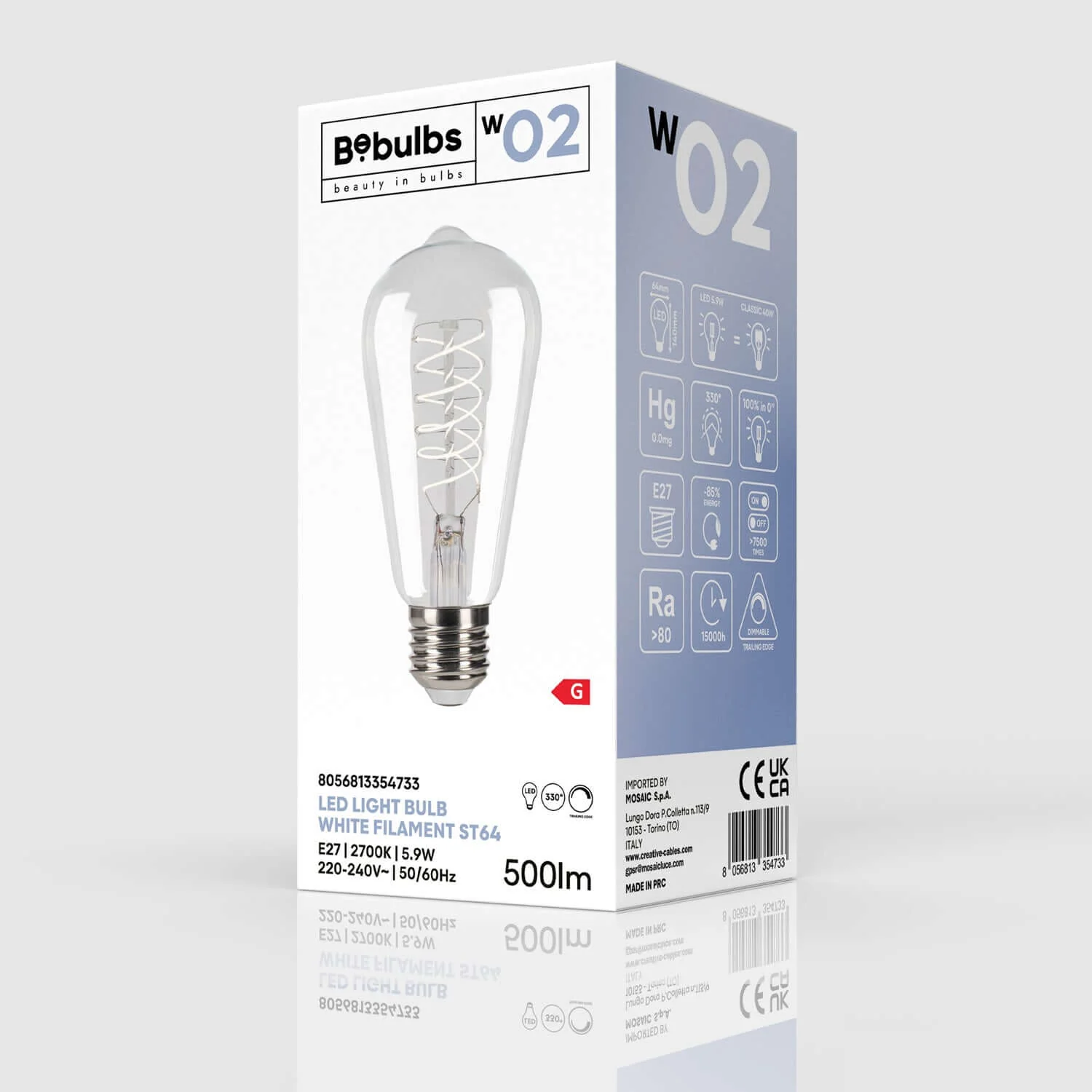 Ampoule LED Filament Blanc Edison ST64 5,9W 500Lm E27 2700K Dimmable - W02 - Image 4