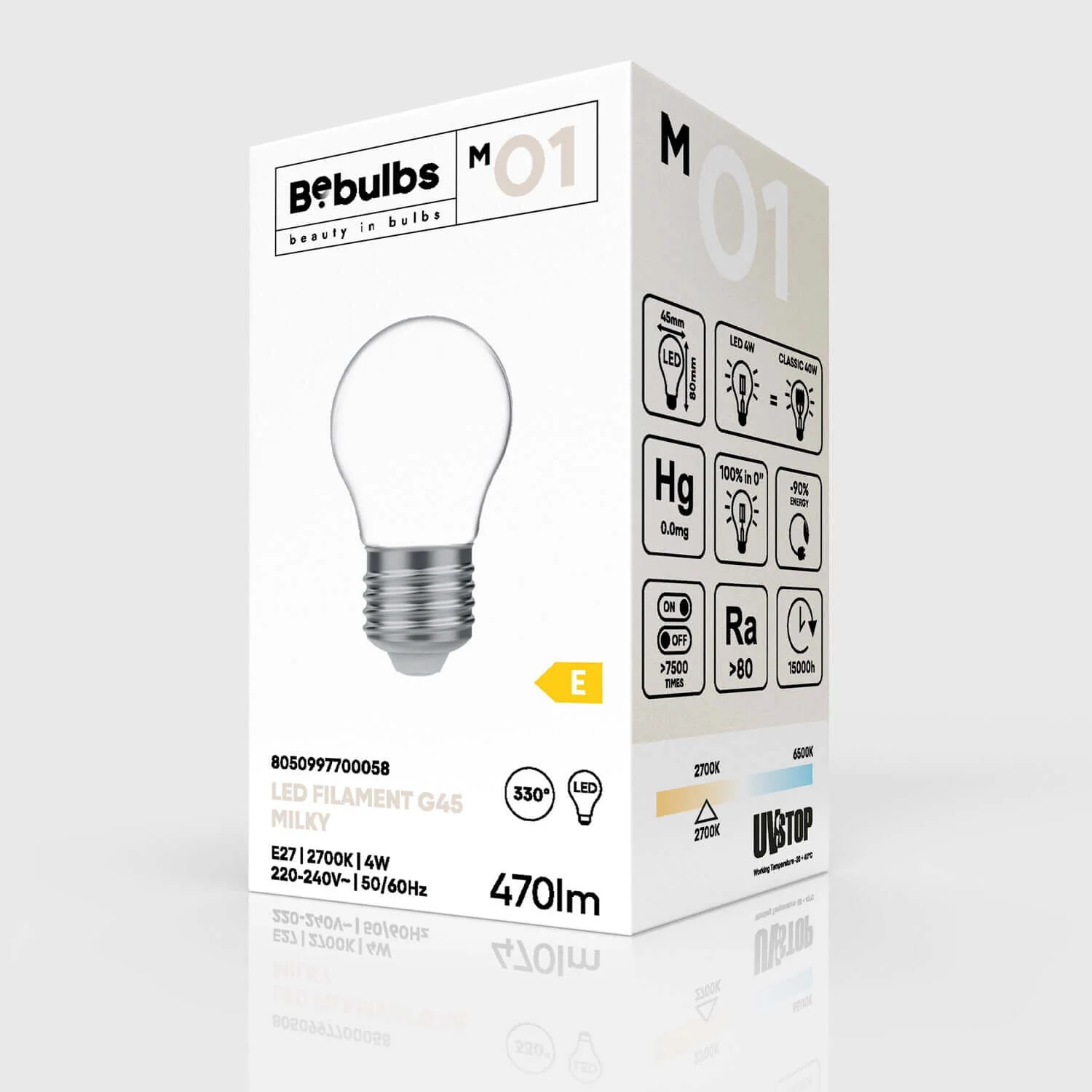 Ampoule LED Milky Mini Globe G45 4W 470Lm E27 2700K - M01 - Image 4