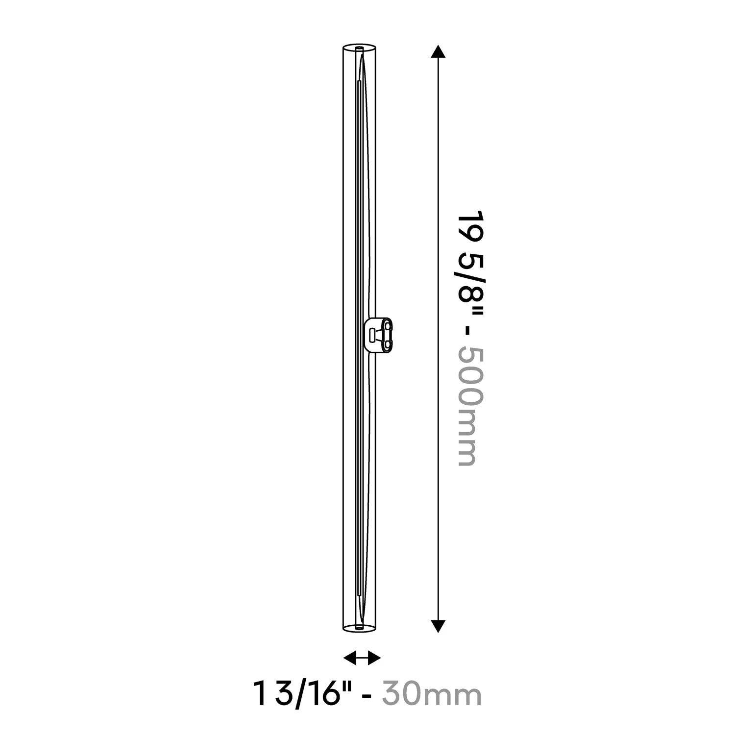 Ampoule linéaire LED transparente S14d 120V CRI 90 - longueur 500 mm 7W 620Lm 2700K 120V Dimmable - S02 - Image 7