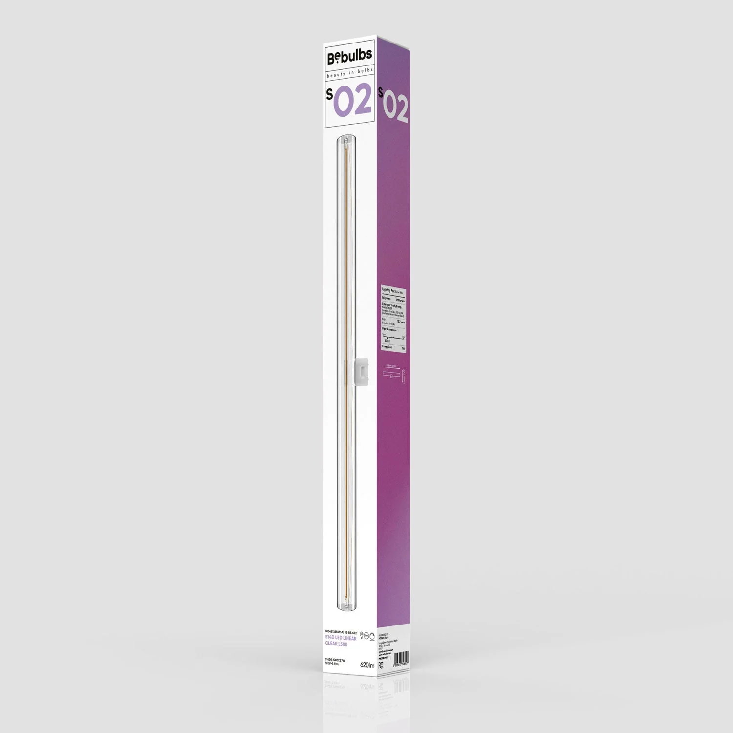 Ampoule linéaire LED transparente S14d 120V CRI 90 - longueur 500 mm 7W 620Lm 2700K 120V Dimmable - S02 - Image 8