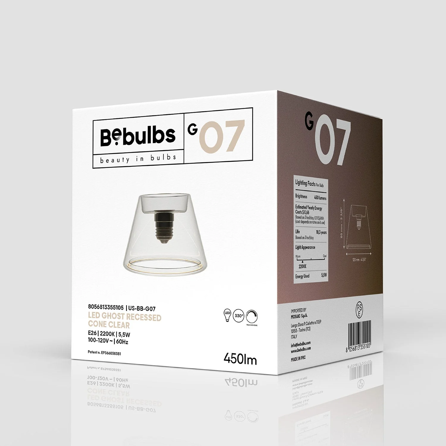 Ampoule LED Clear Light Bulb Ghost Line CRI 90 Mini cône 5,5W 450Lm E26 120V 2200K Dimmable - G07 - Image 7