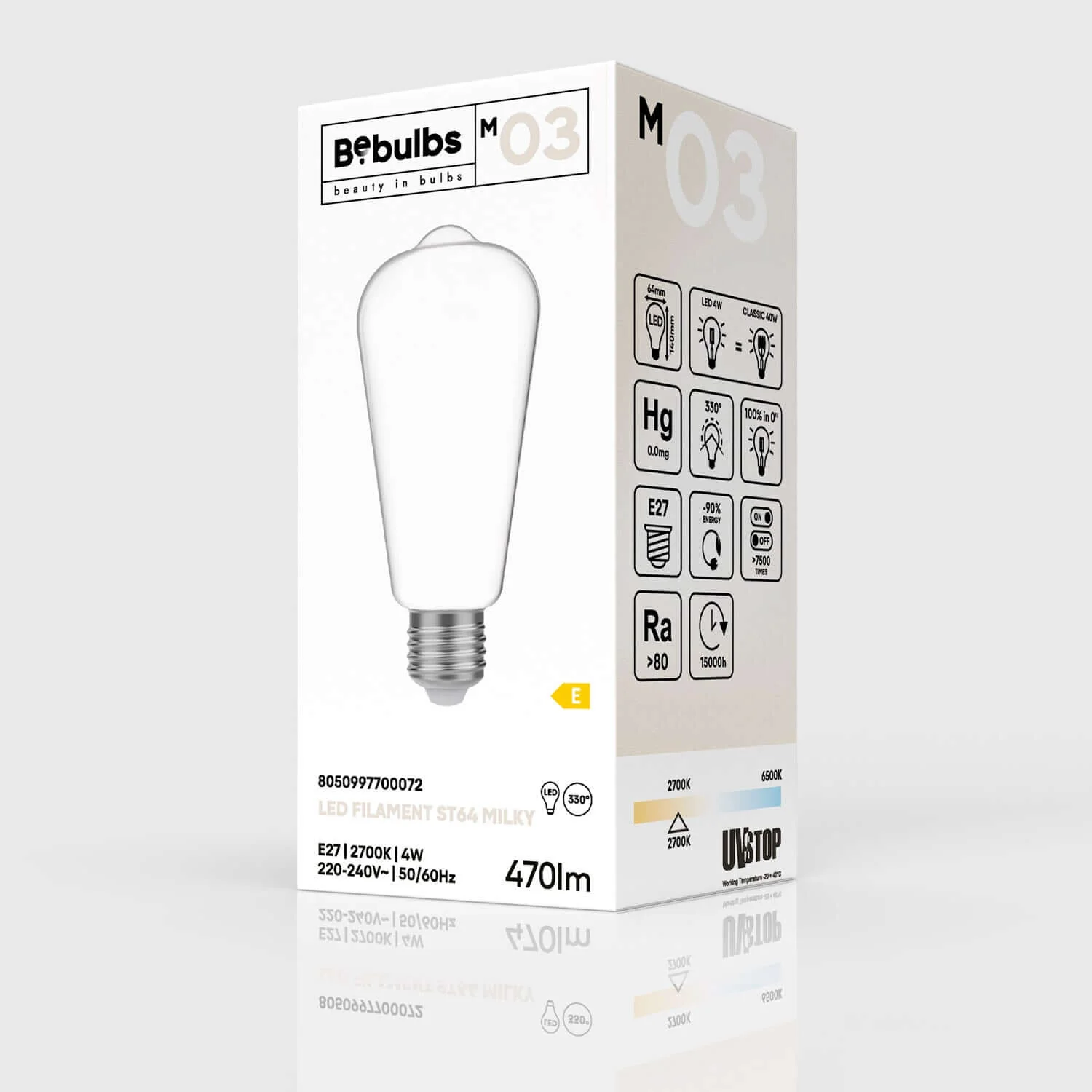 Ampoule LED Milky Edison ST64 4W 470Lm E27 2700K - M03 - Image 4