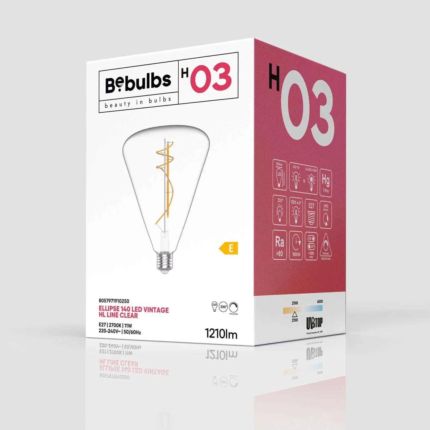 Ampoule LED Transparente Cone 140 11W 1210Lm E27 2700K Dimmerable - H03 - Image 4