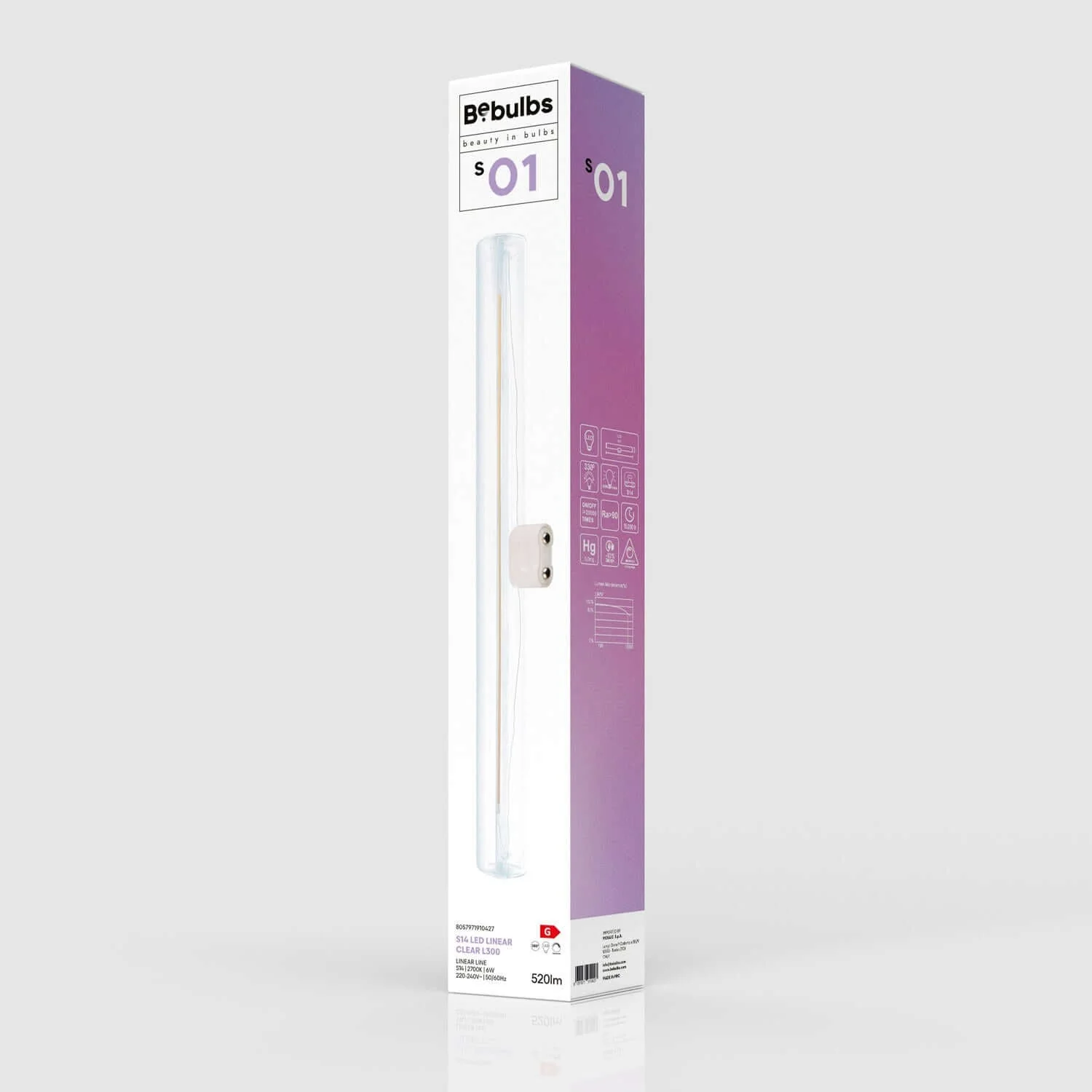 Ampoule LED Transparente CRI 90 Linéaire S14d - longueur 300 mm 6W 520Lm 2700K Dimmable - S01 - Image 5