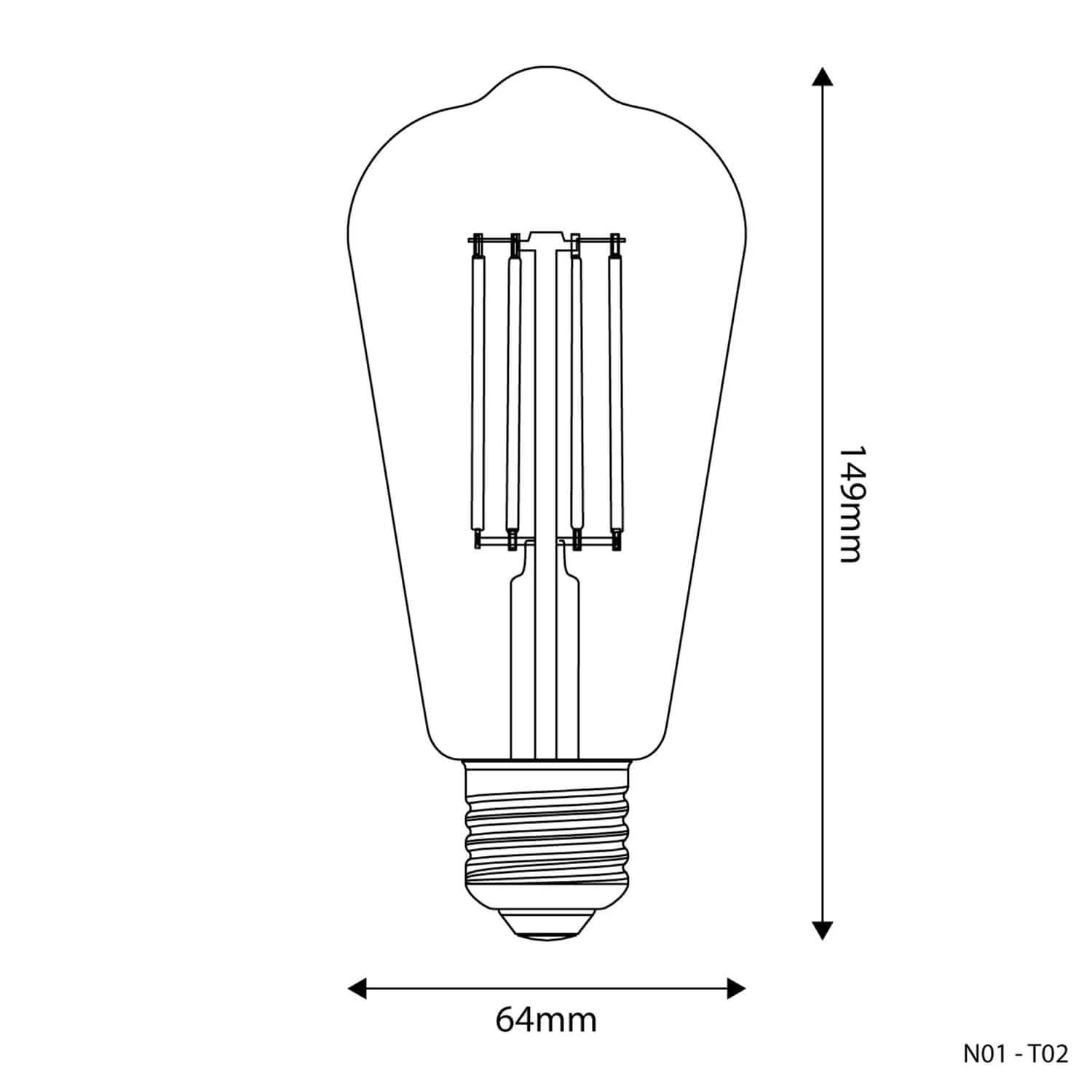 Ampoule LED Transparente Edison ST64 7W 806Lm E27 2700K Dimmable - T02 - Image 3