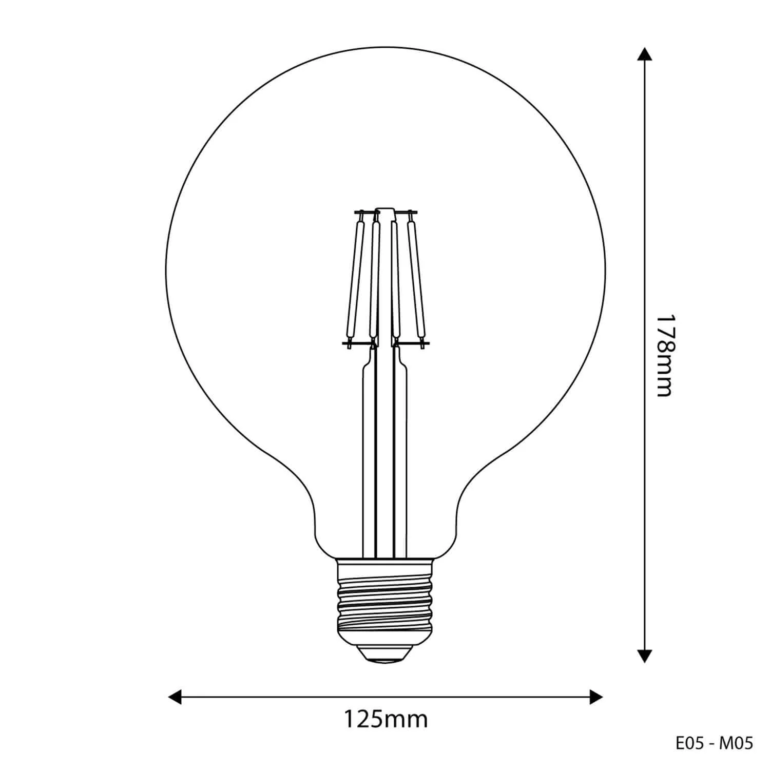 Ampoule LED Transparente Globe G125 4W 470Lm E27 2700K - E05 - Image 3