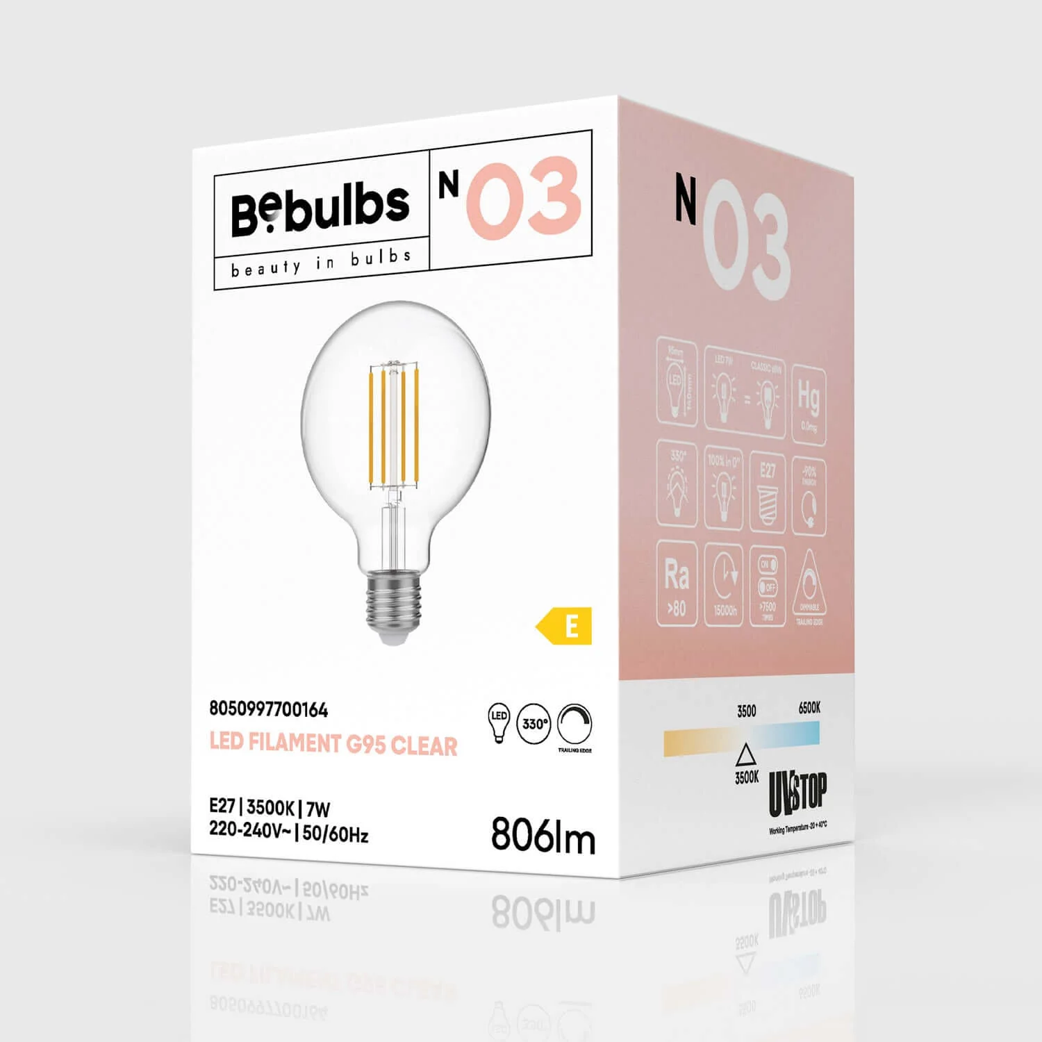 Ampoule LED Transparente Globe G95 7W 806Lm E27 3500K Dimmable - N03 - Image 4