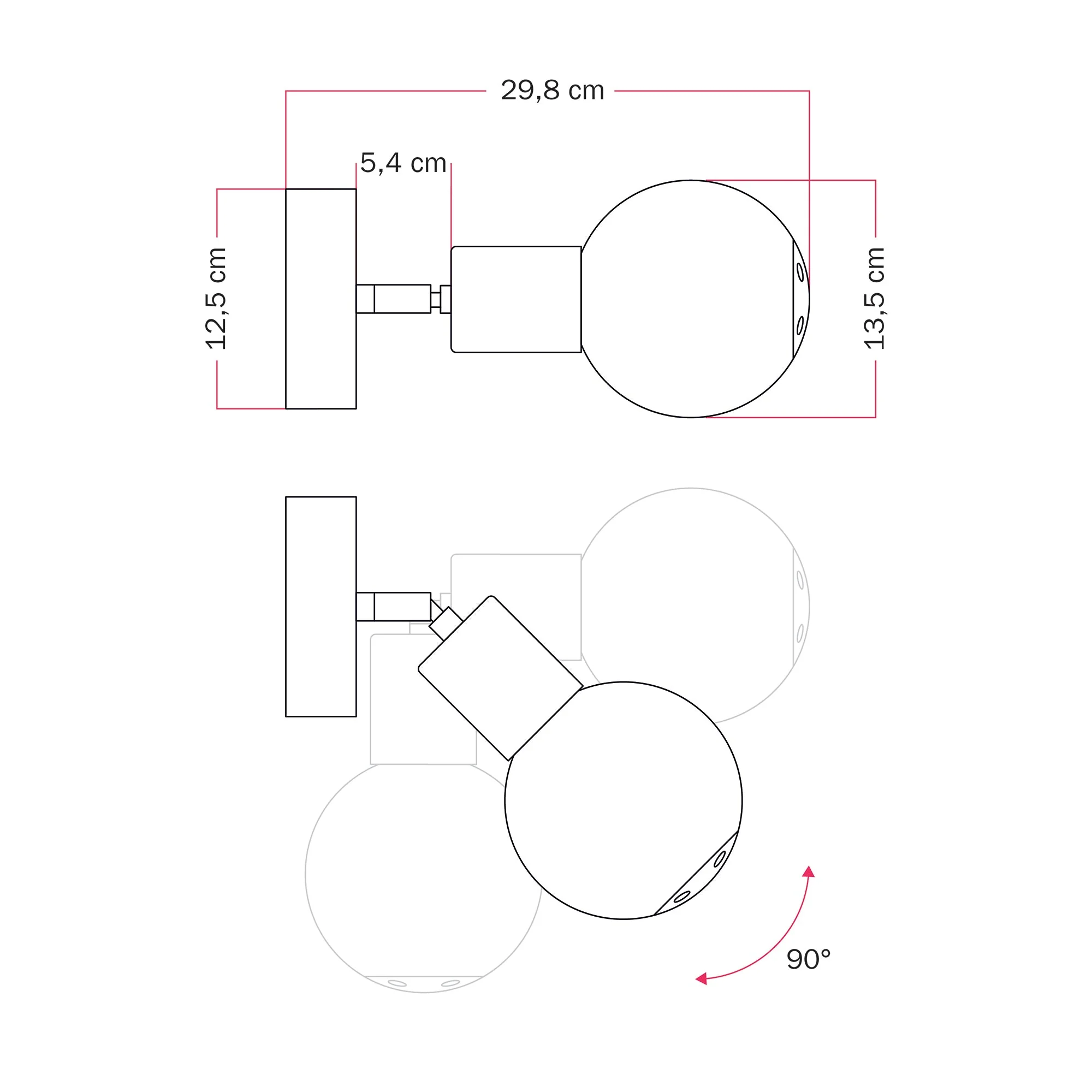 Applique d’extérieur Modulair IP65 avec articulation réglable et Abat-jour sphérique incassable Unbreak-a-Ball - Blanc - Image 7