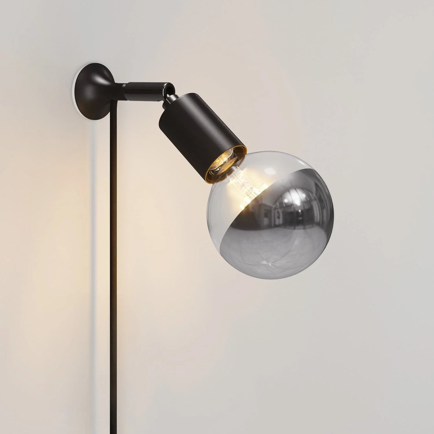 Lampe murale MAG-Y avec articulation et ampoule demi-sphère - Noir