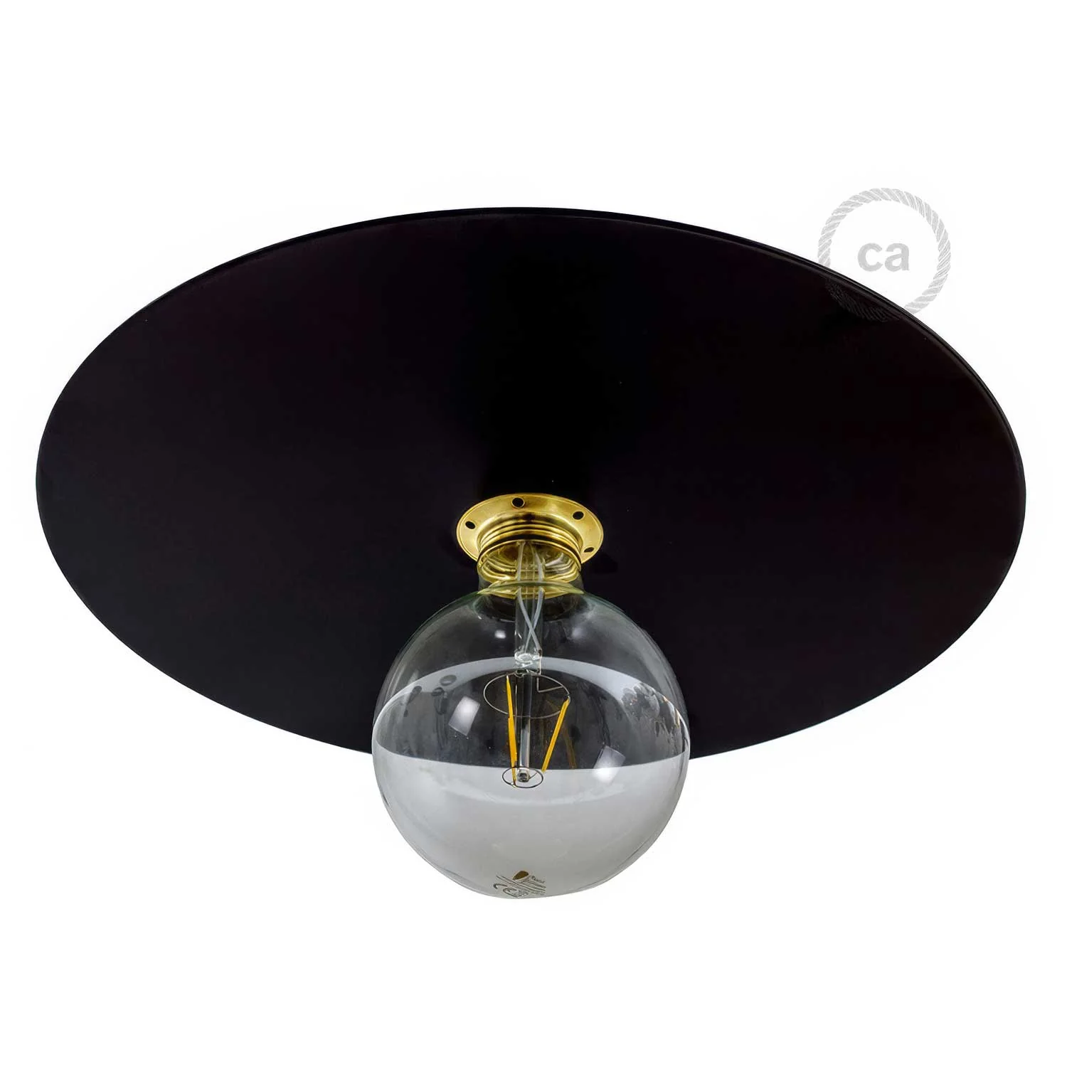 Plat Ellepì oversize en fer peint pour lampes à suspension, diamètre 40 cm - Made in Italy - Noir - Image 2