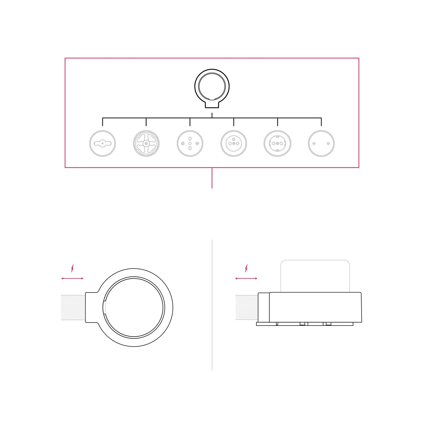 Socle en porcelaine blanche pour prise électrique et interrupteur/va-et-vient compatible avec Creative-Tubes - de 1 à 4 sorties - Image 7