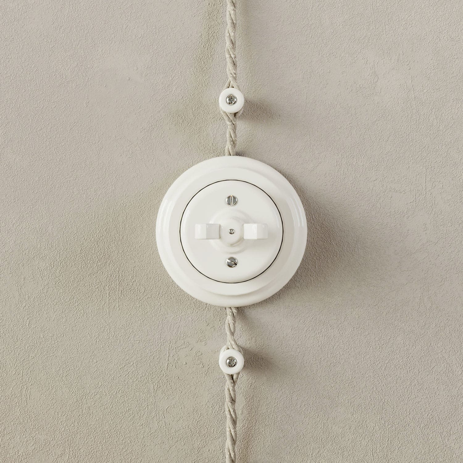 Socle en porcelaine pour prise électrique et pour interrupteur/déviateur - Blanc - Image 5
