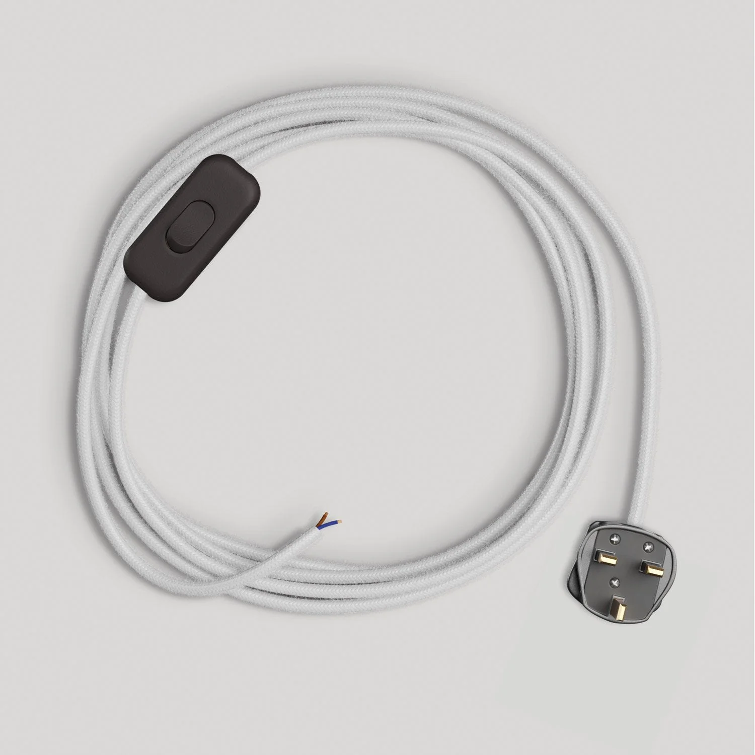Câblage pour lampe avec câble blanc en coton de 1,80 m et fiche UK