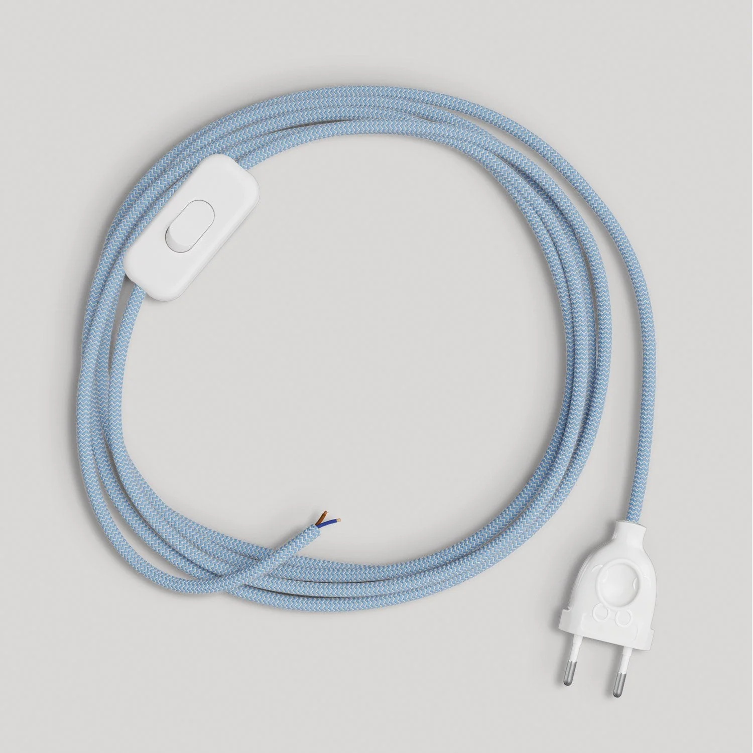 Câblage pour lampe avec câble bleu Steward en coton 1,80 m