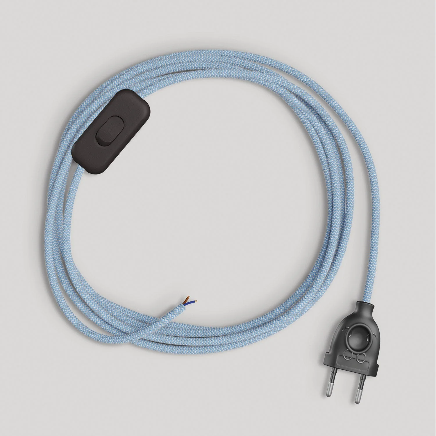 Câblage pour lampe avec câble bleu Steward en coton 1,80 m - Image 4
