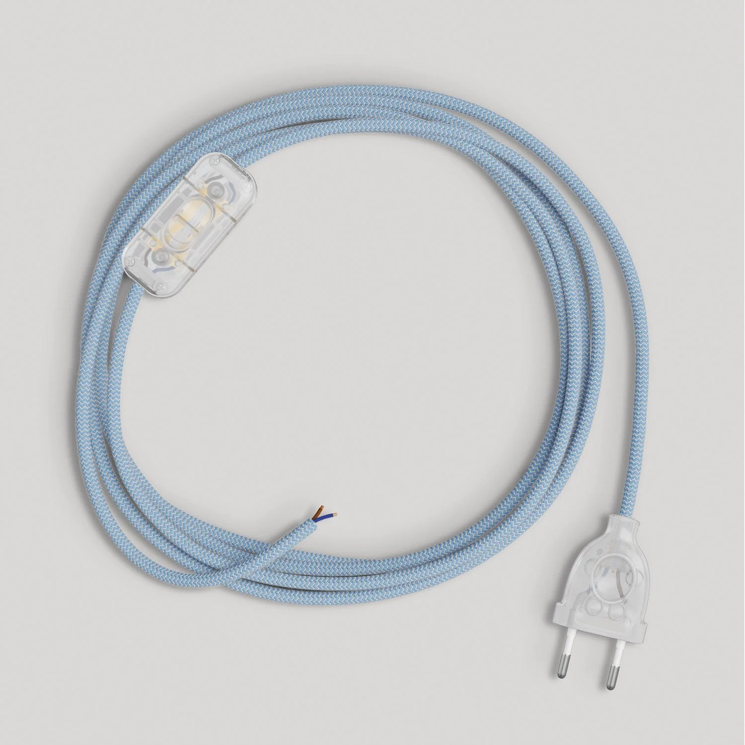 Câblage pour lampe avec câble bleu Steward en coton 1,80 m - Image 5
