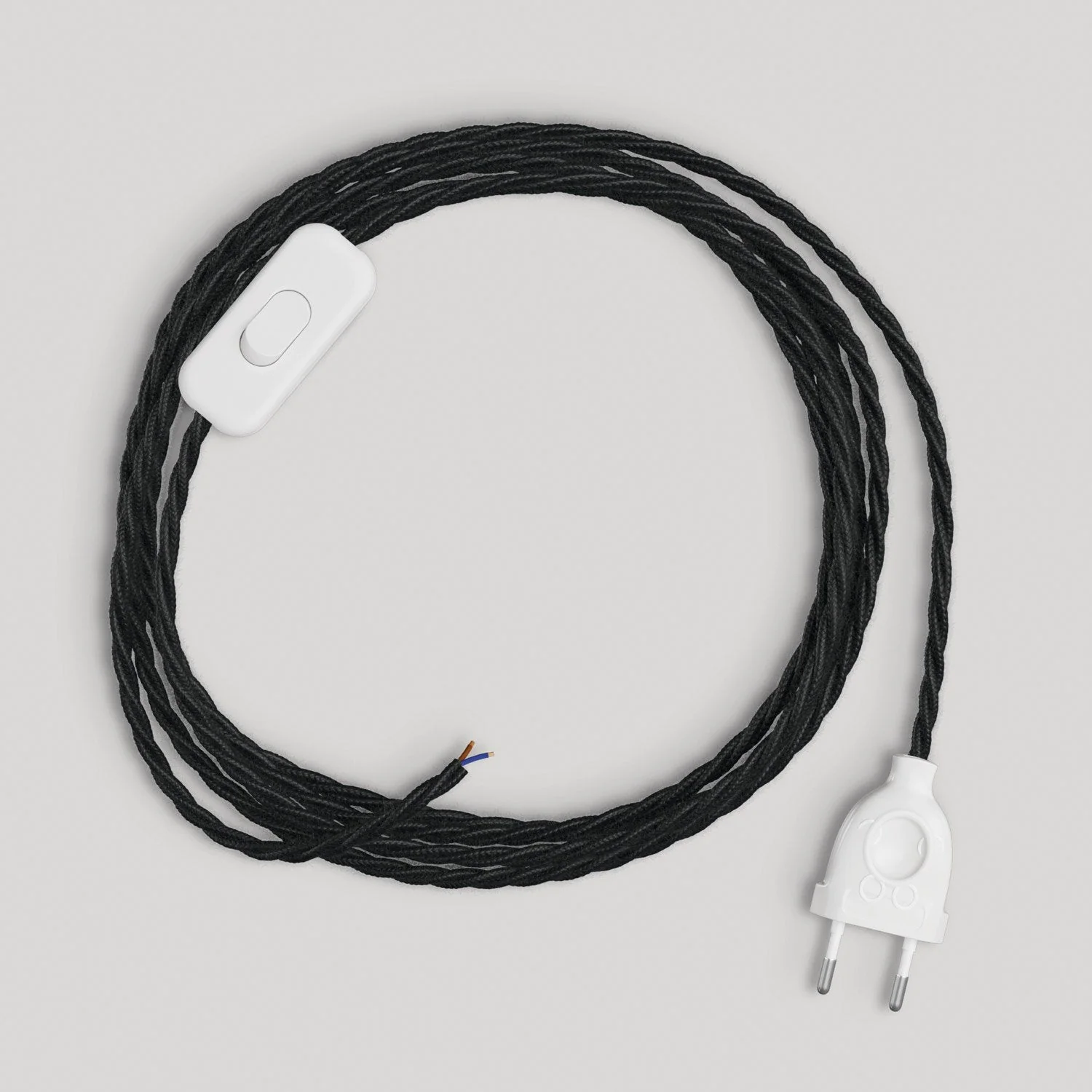 Câblage pour lampe avec câble noir tressé 1,80 m