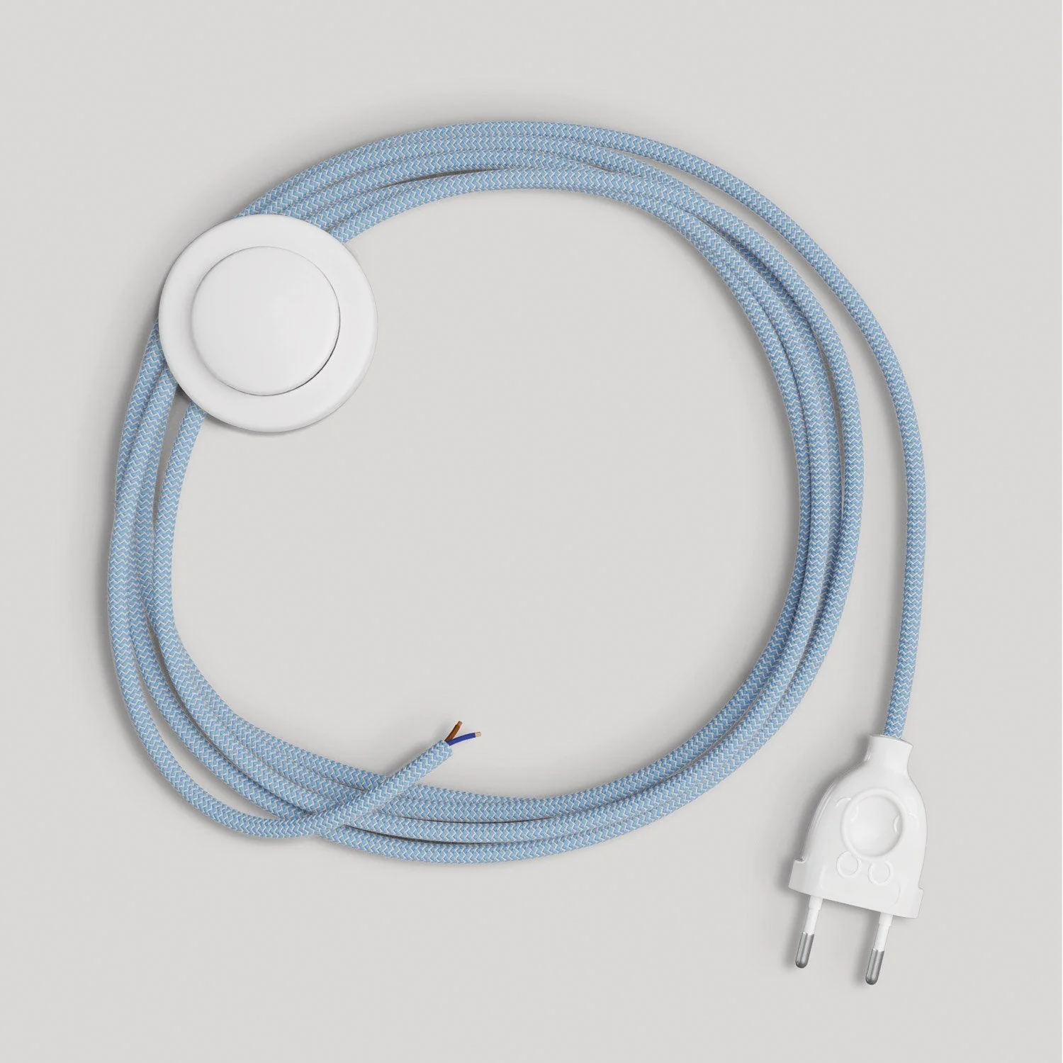 Câblage pour lampe avec câble bleu Steward en coton 3 m