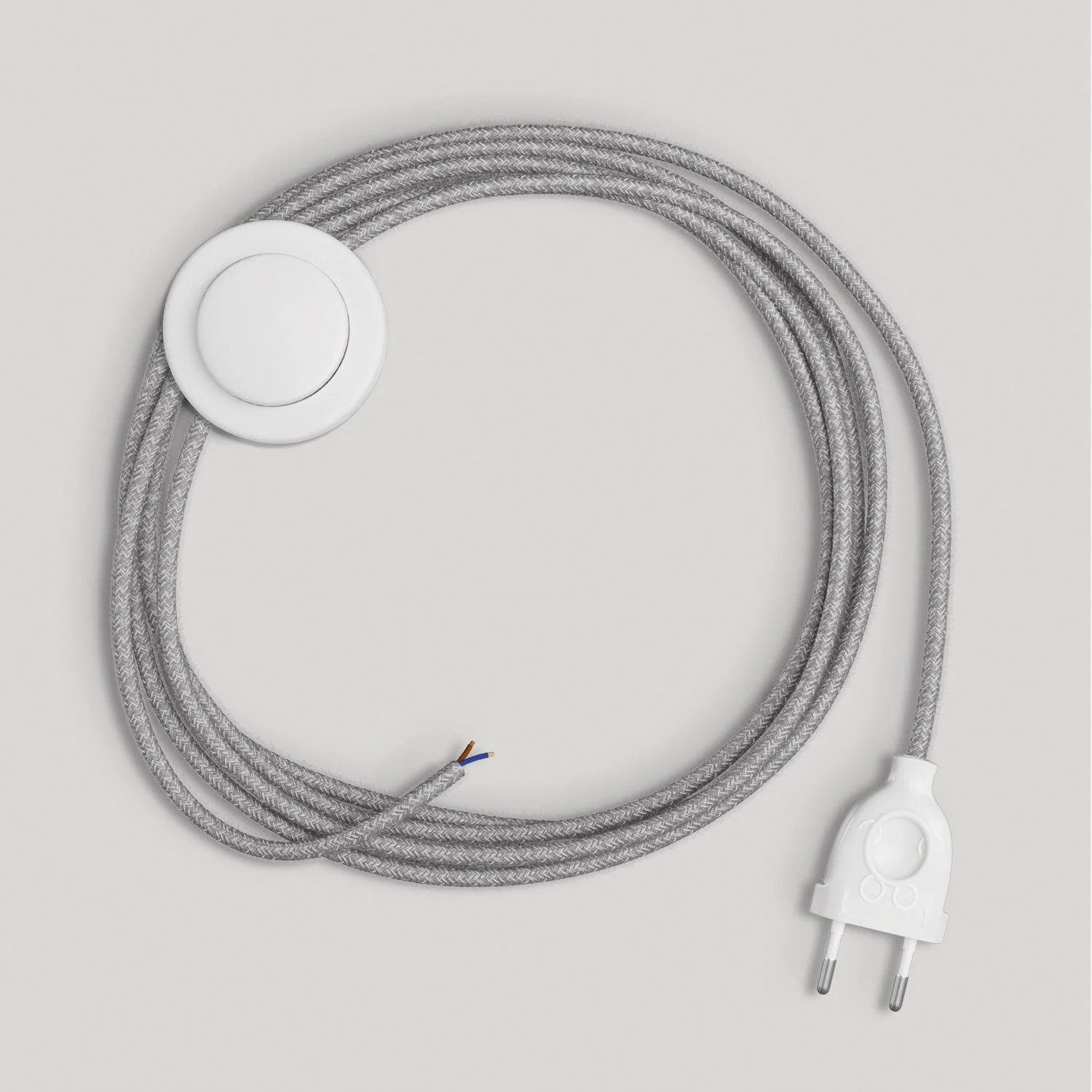 Câblage pour lampe avec câble gris en lin de 3 m