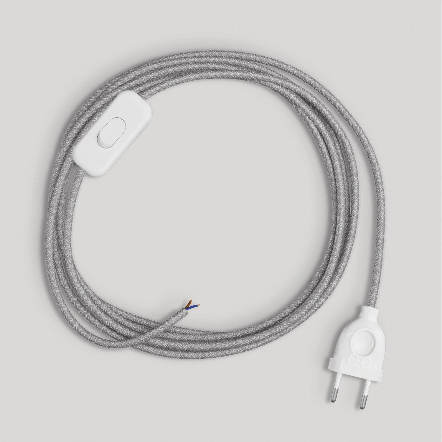 Câblage pour lampe avec câble gris en lin 1,80 m