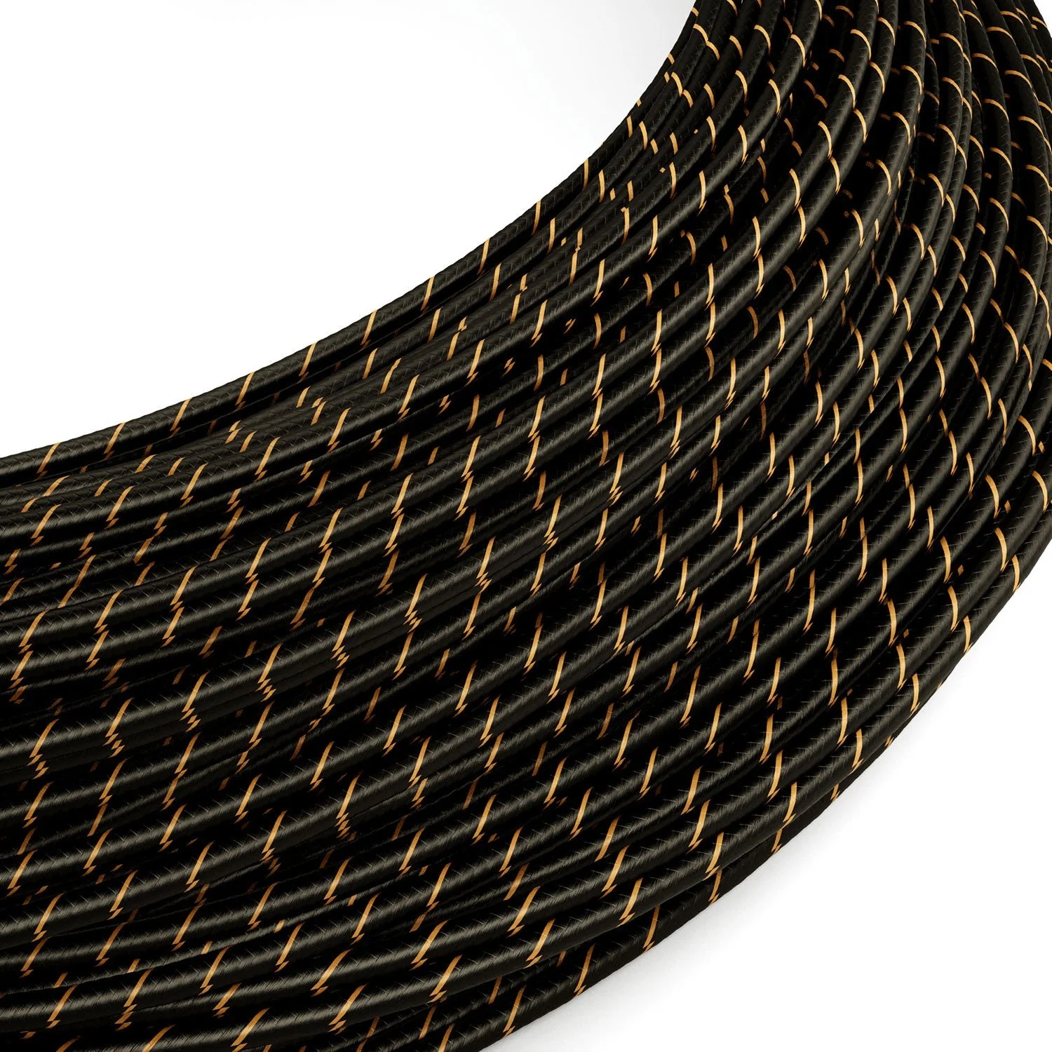 Câble d'alimentation extra basse tension recouvert de tissu effet soie Vertigo Noir et Or ERM42