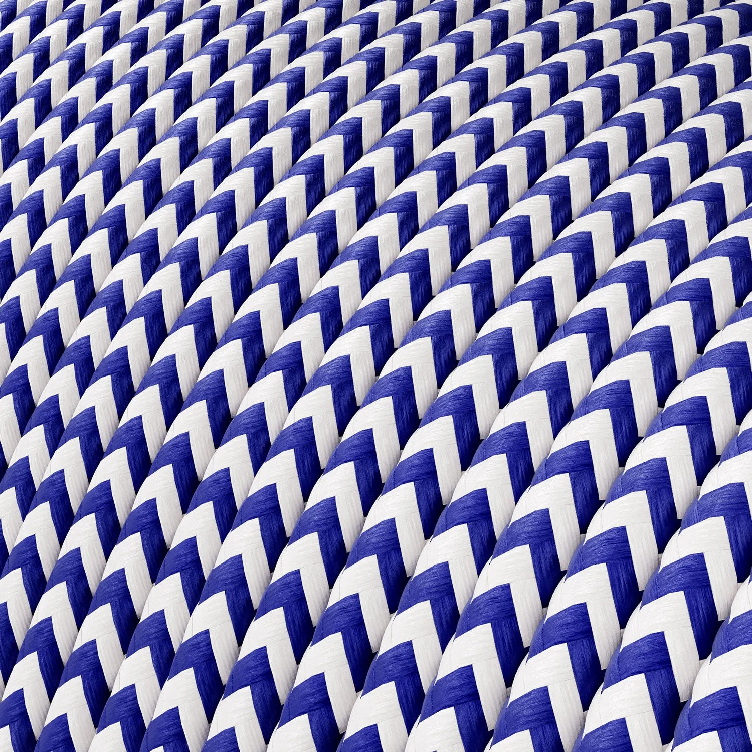 Câble ELV gainé tissu effet soie ZigZag Blanc et Bleu RZ12 - Image 2