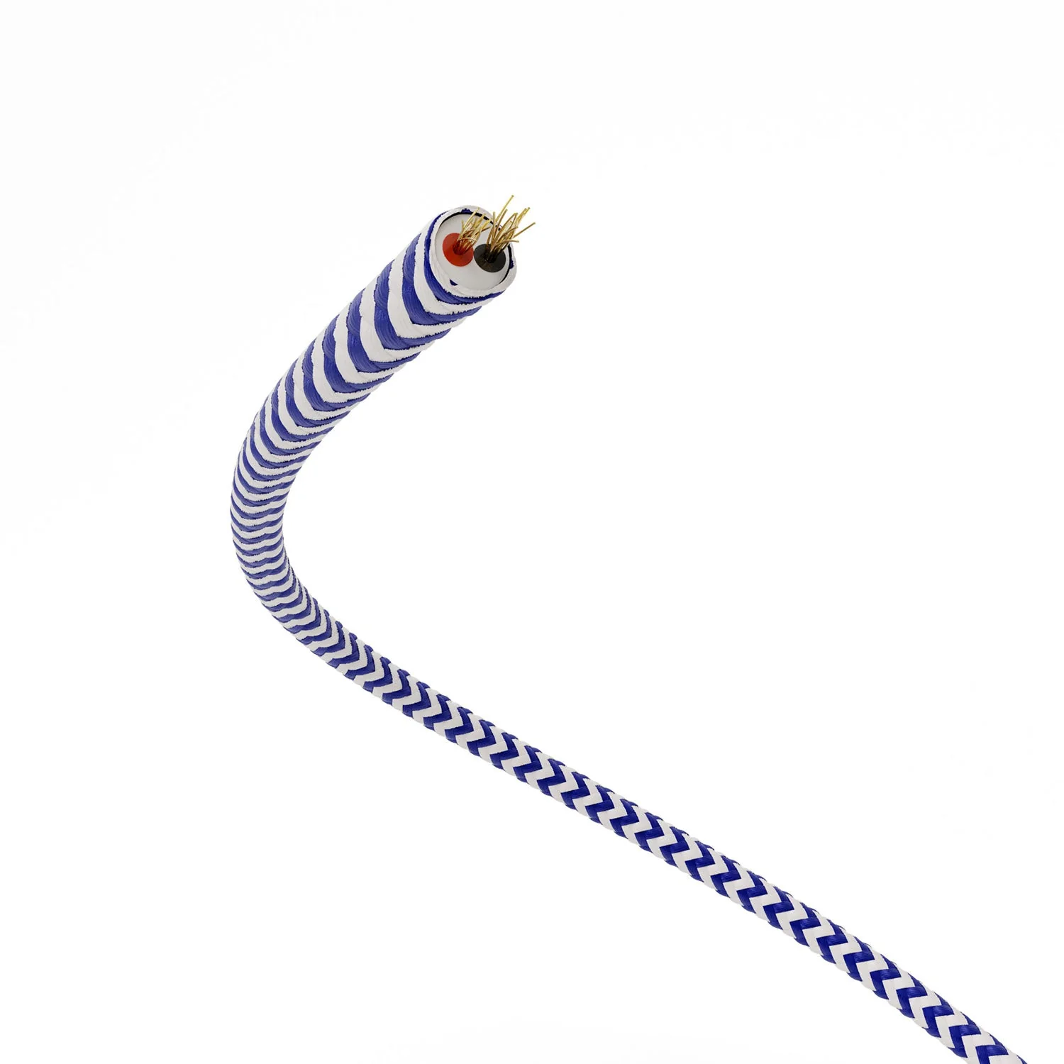 Câble ELV gainé tissu effet soie ZigZag Blanc et Bleu RZ12 - Image 3
