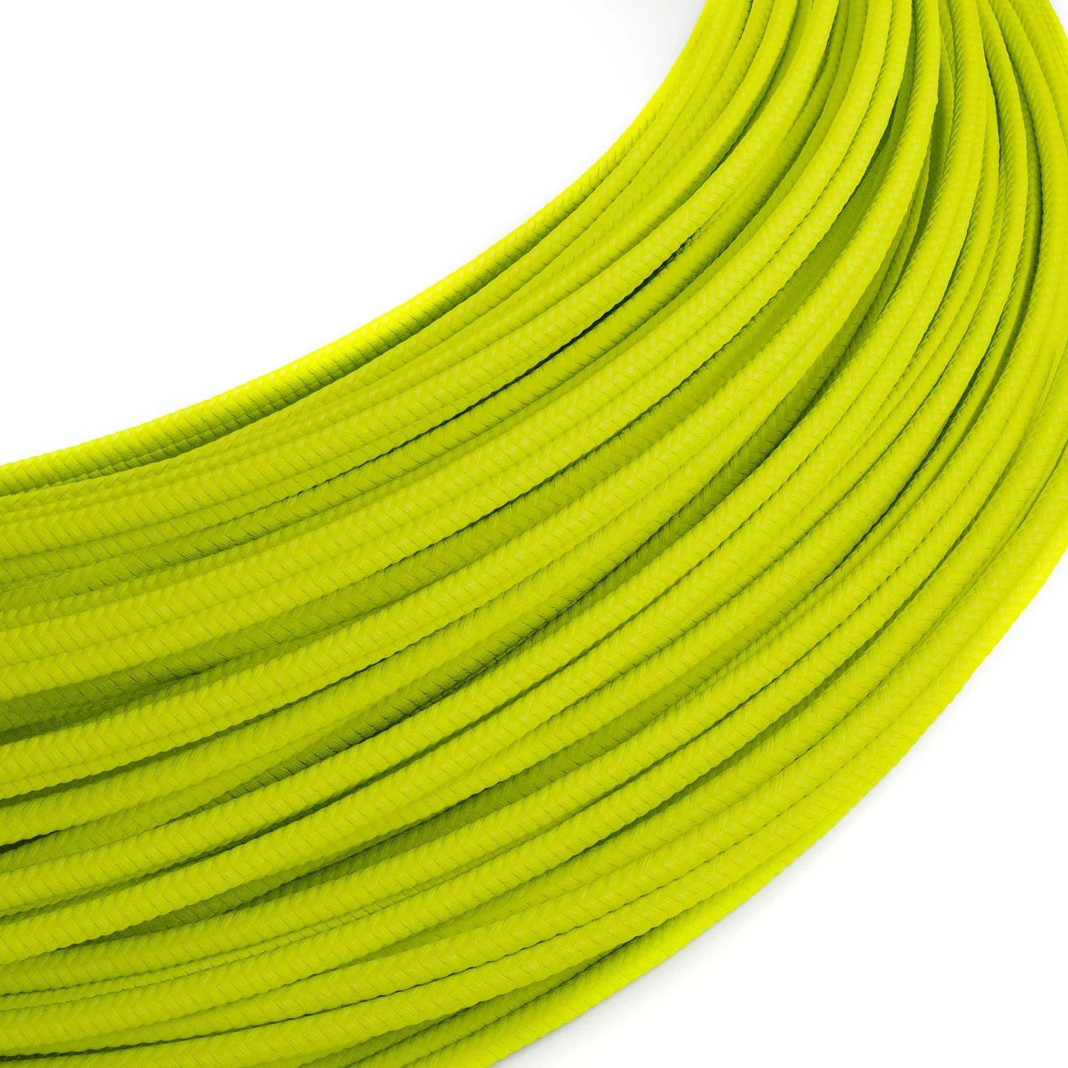 Câble d’alimentation basse tension recouvert de tissu effet soie Jaune Fluo RF10