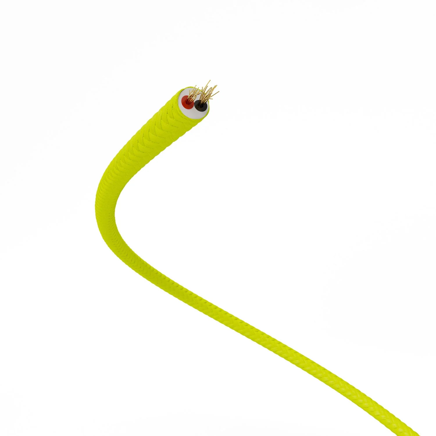 Câble d’alimentation basse tension recouvert de tissu effet soie Jaune Fluo RF10 - Image 3