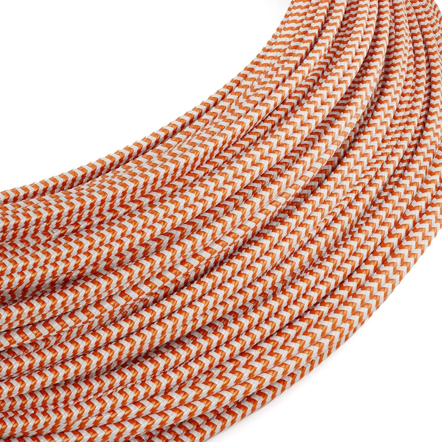 Câble très basse tension recouvert de tissu effet soie ZigZag Blanc & Orange RZ15