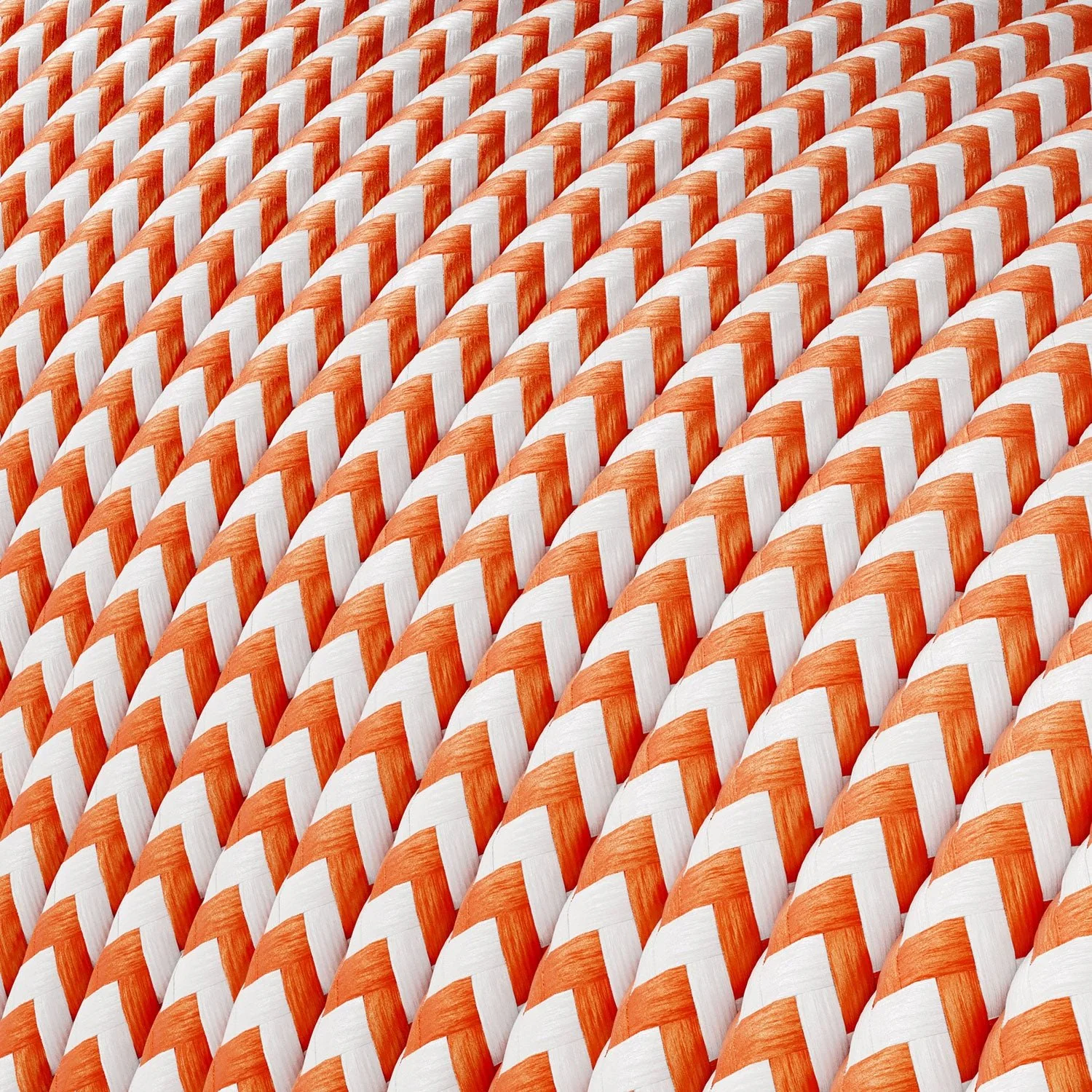 Câble très basse tension recouvert de tissu effet soie ZigZag Blanc & Orange RZ15 - Image 2