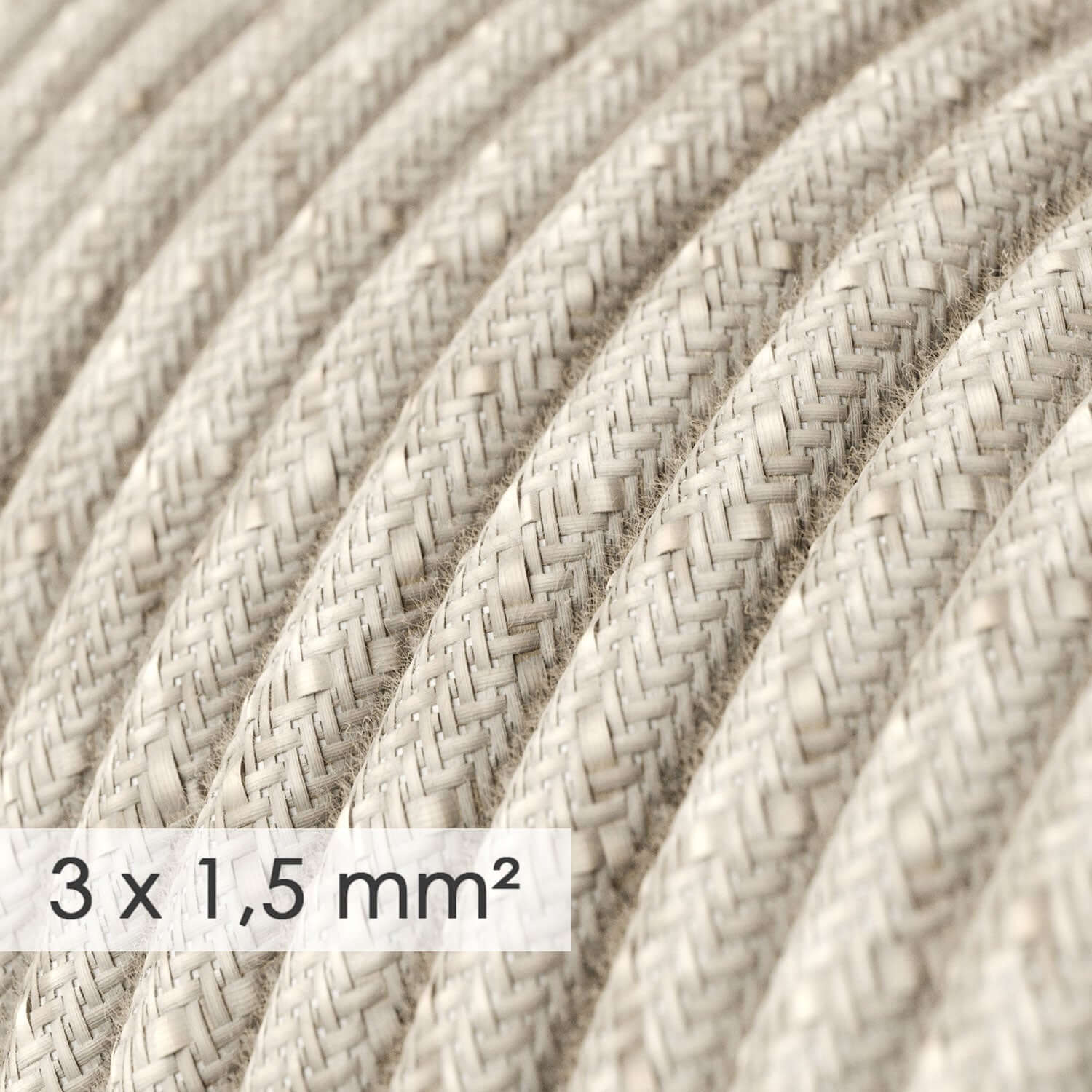 Câble électrique à grande section 3x1,50 rond - lin naturel Neutre RN01 - Image 2