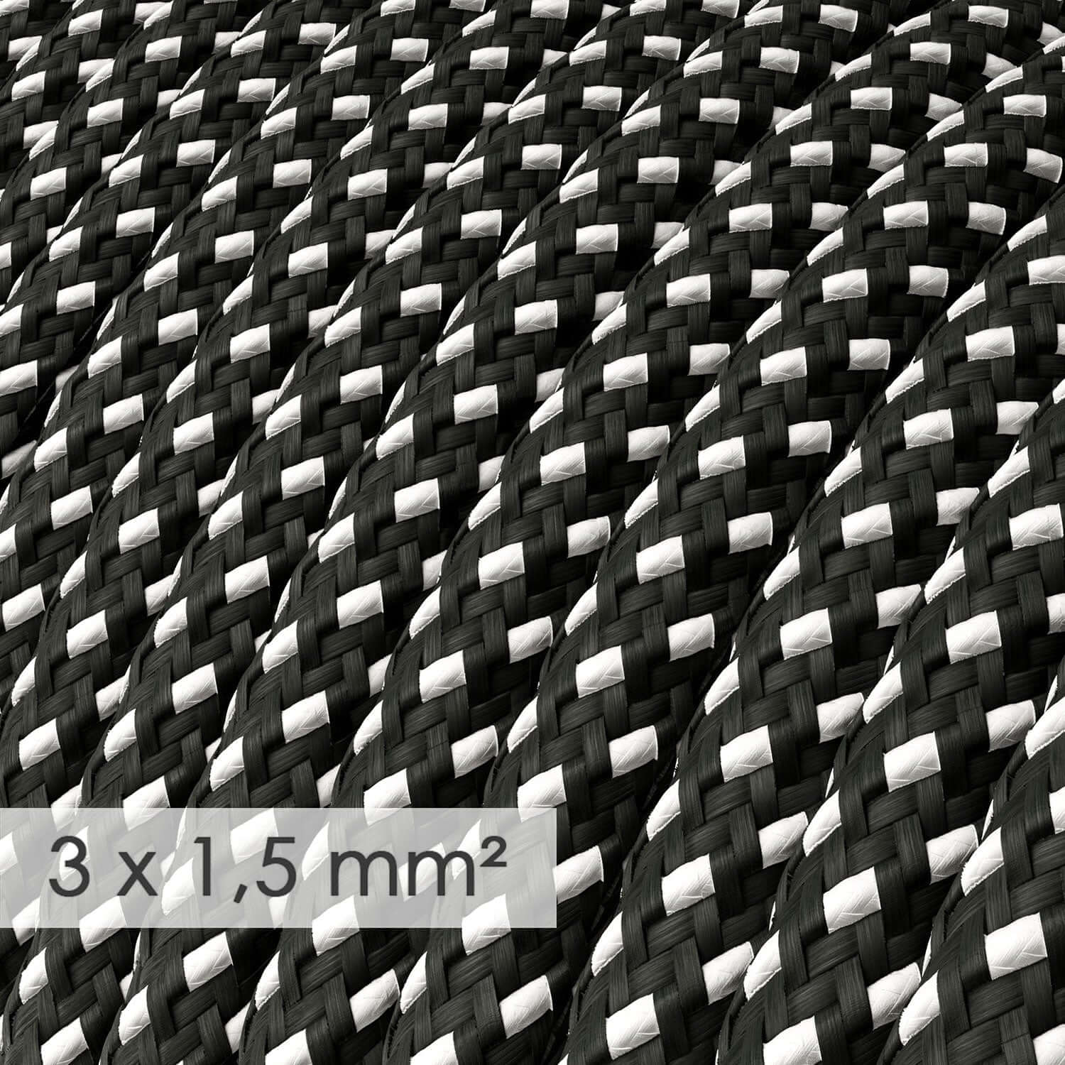 Câble électrique de grande section 3x1,50 rond - tissu effet soie 3D en relief Étoiles RT41 - Image 2