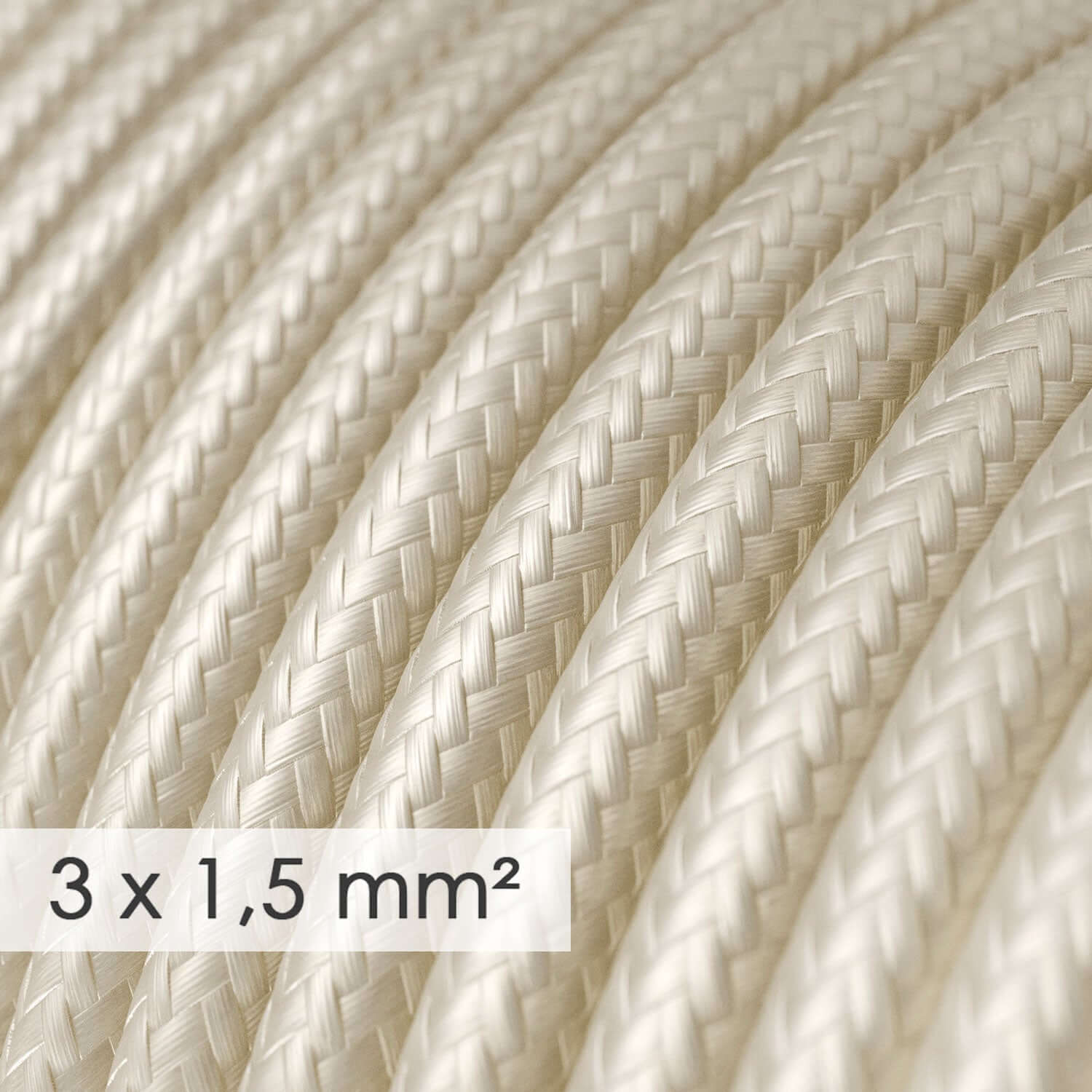 Câble électrique à large section 3x1,50 rond - tissu effet soie Ivoire RM00 - Image 2